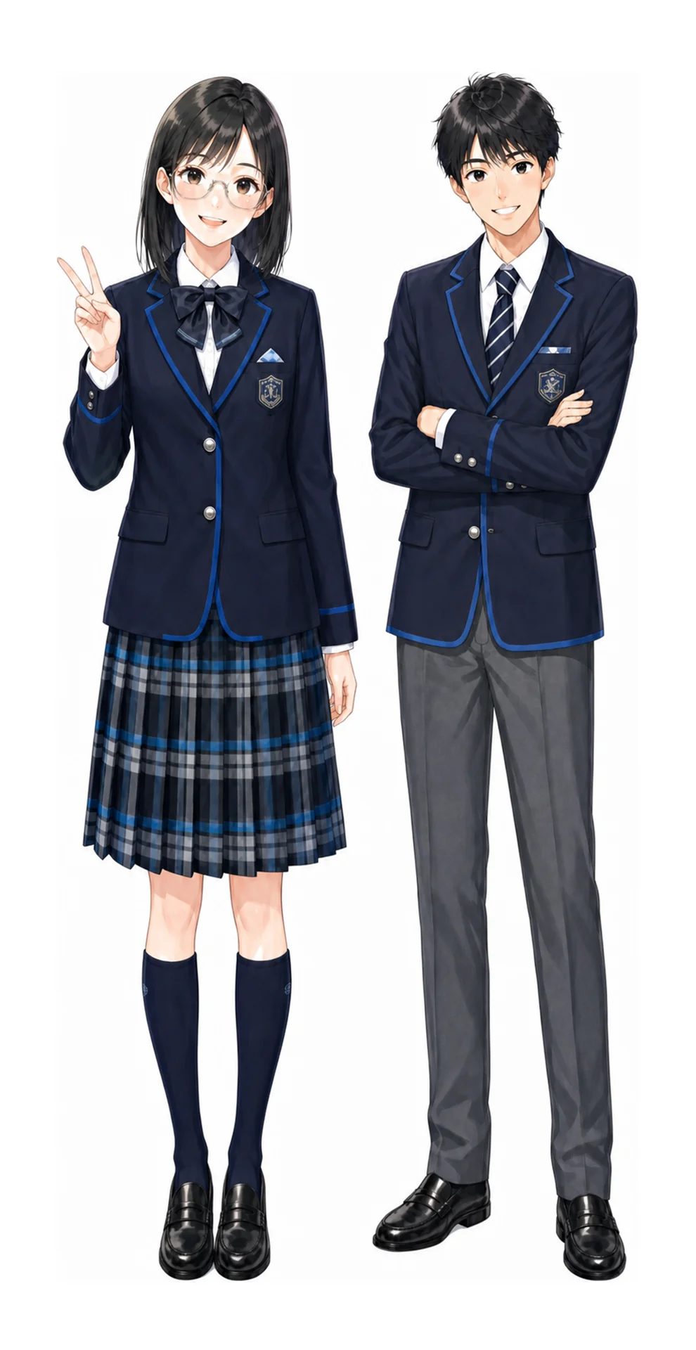 青稜の制服(男子・女子)イラスト