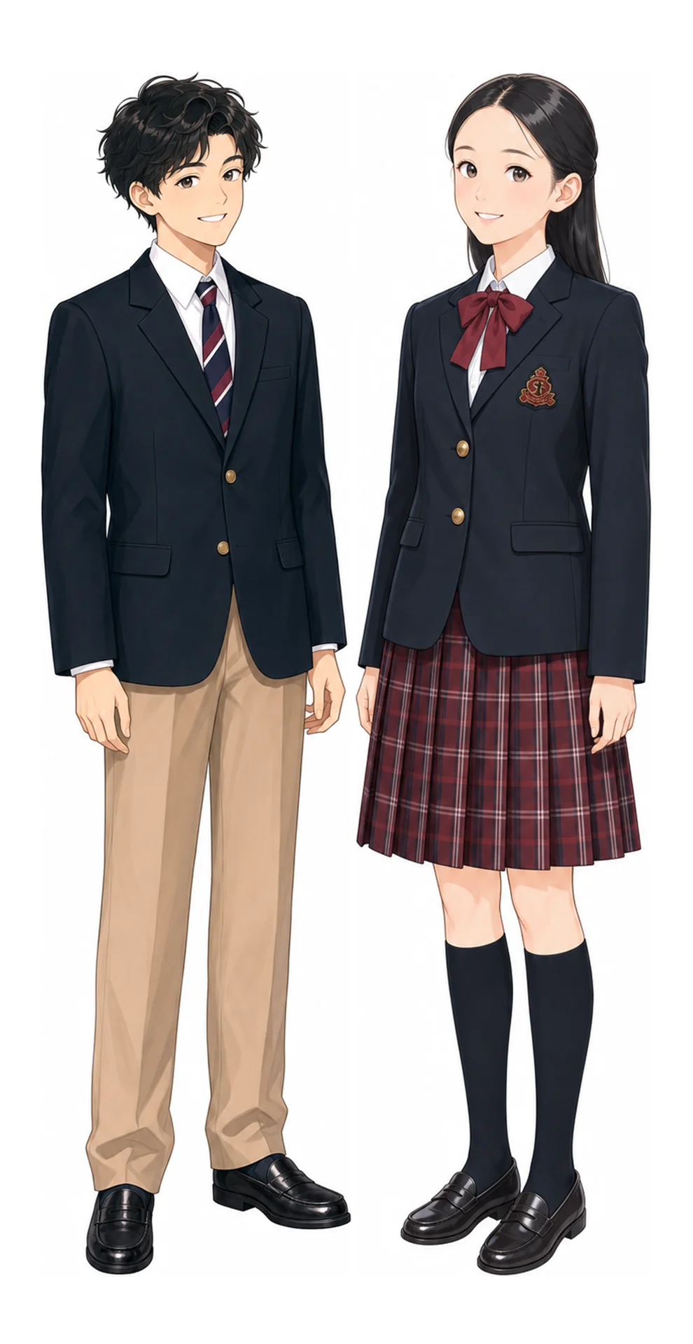 品川学藝の制服(男子・女子)イラスト