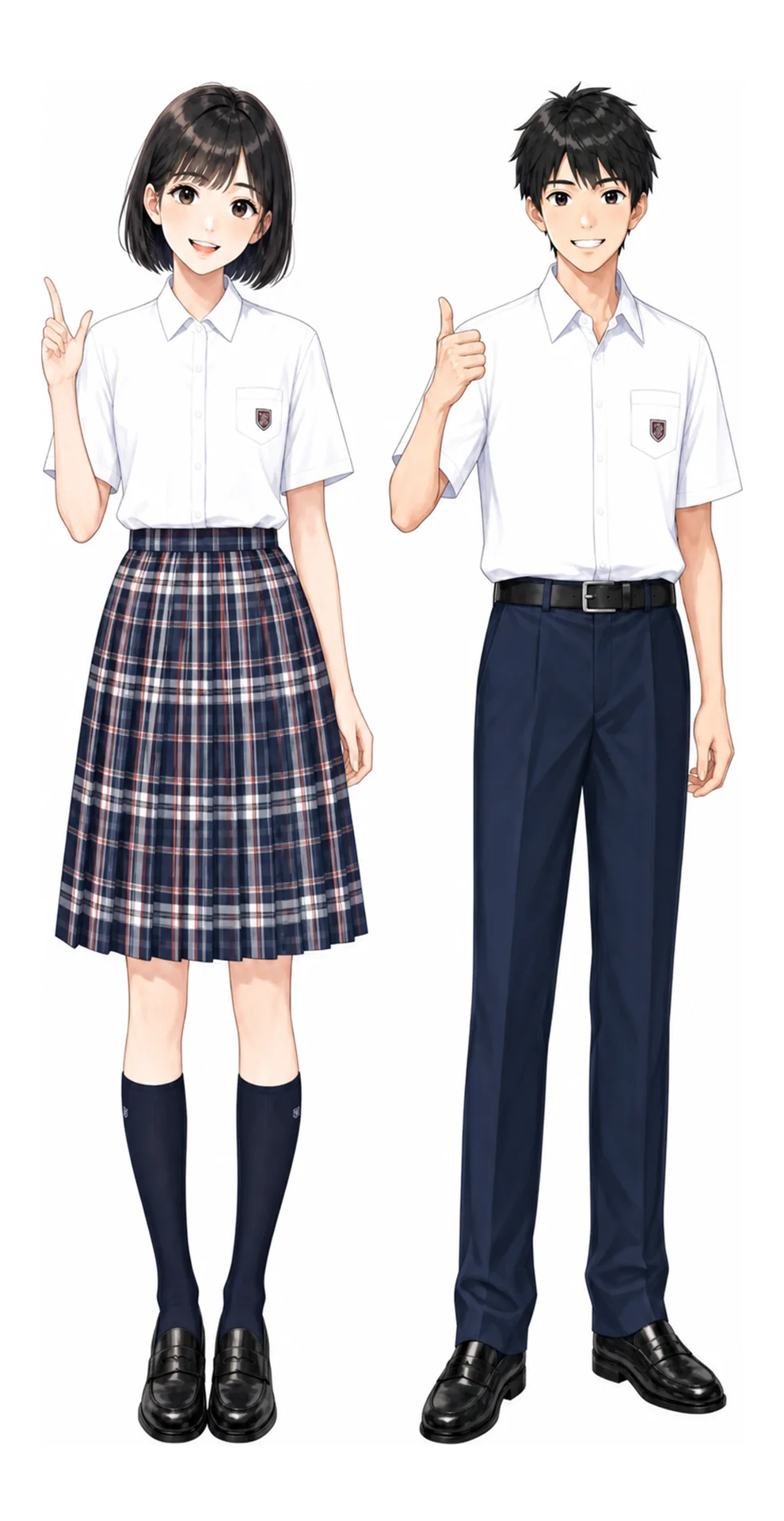 文教大学付属の制服(男子・女子)イラスト