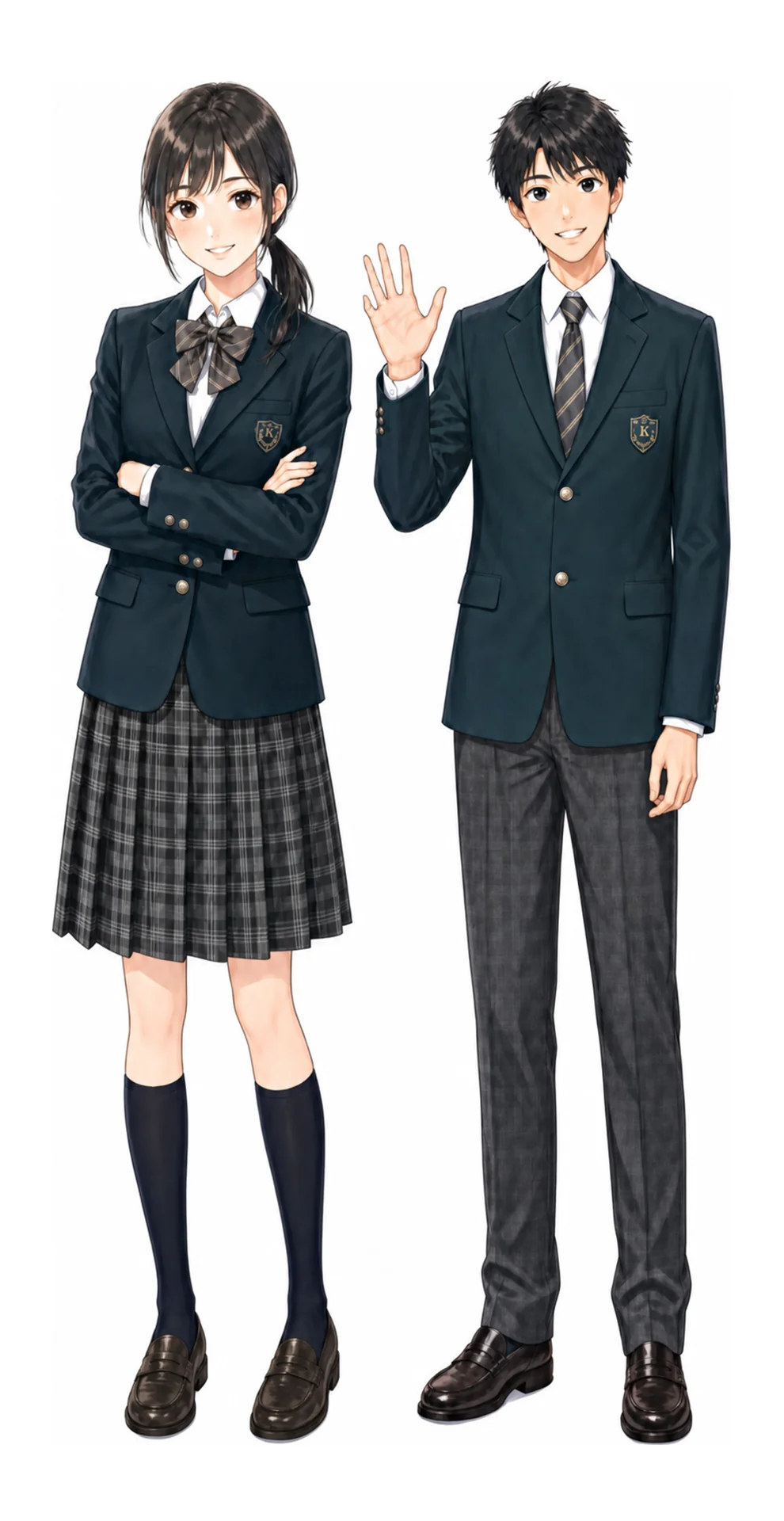 桜修館中等教育学校の制服（男子・女子）イラスト