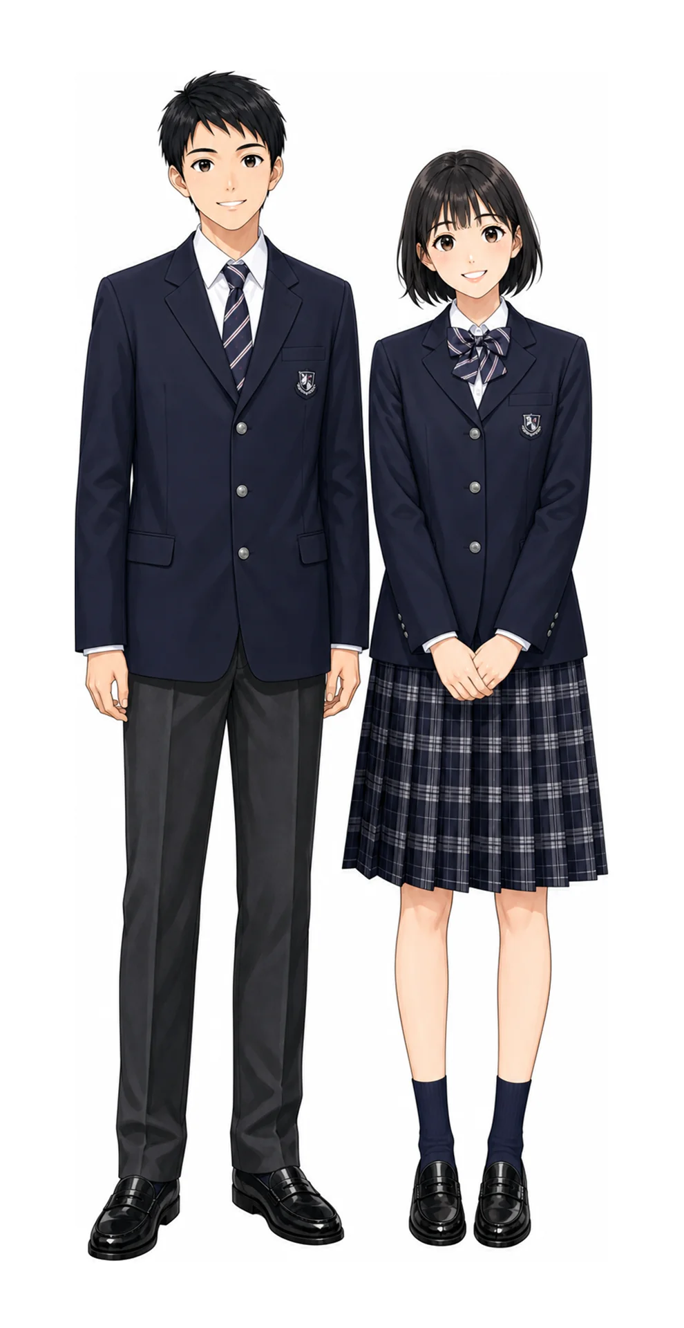 田園調布の制服(男子・女子)イラスト