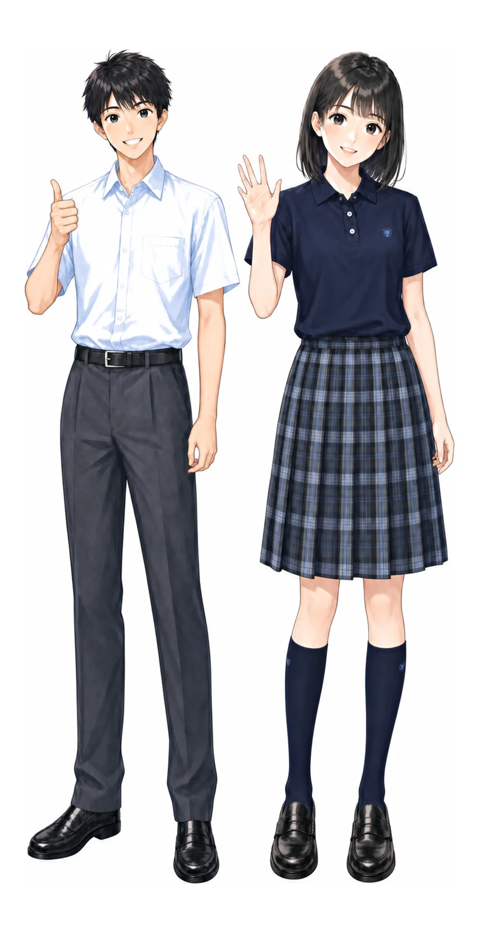 大森の制服(男子・女子)イラスト