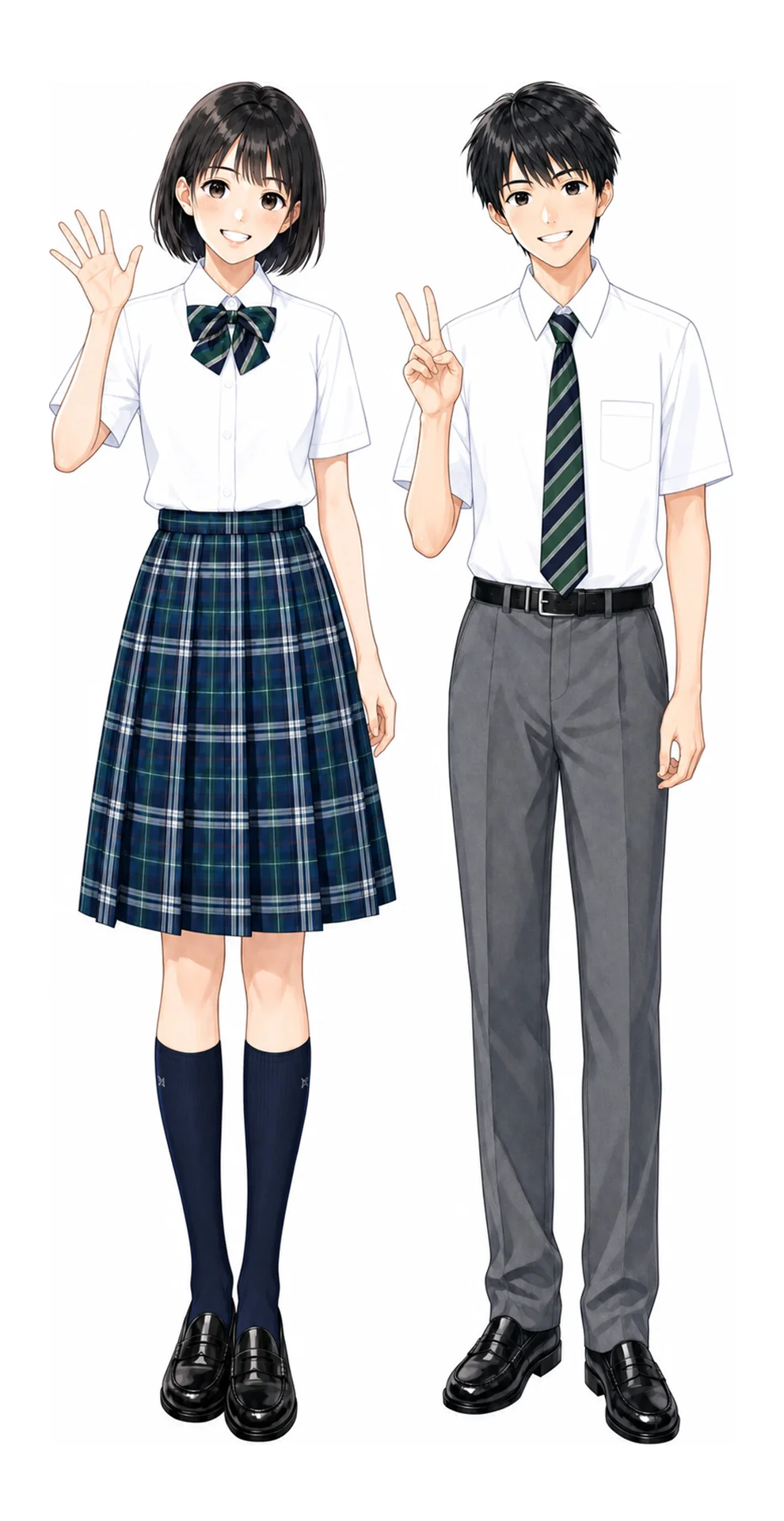 大森学園の制服(男子・女子)イラスト