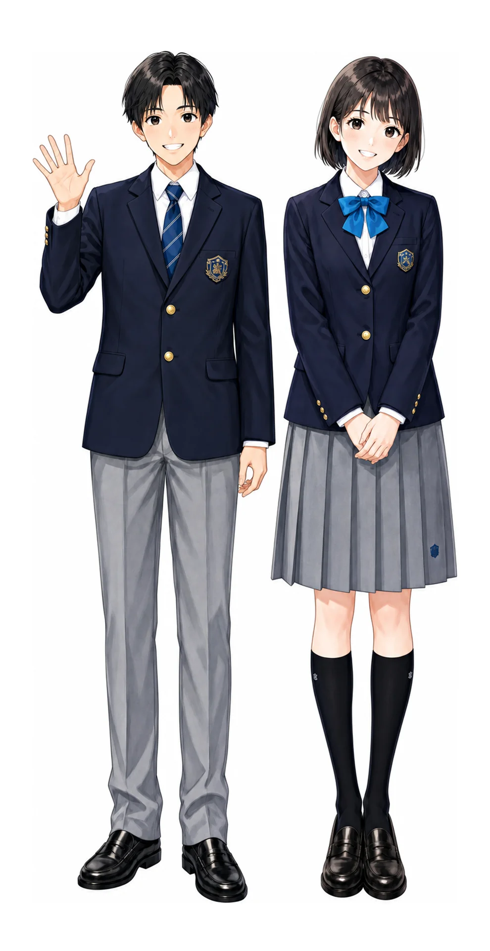 羽田国際の制服(男子・女子)イラスト