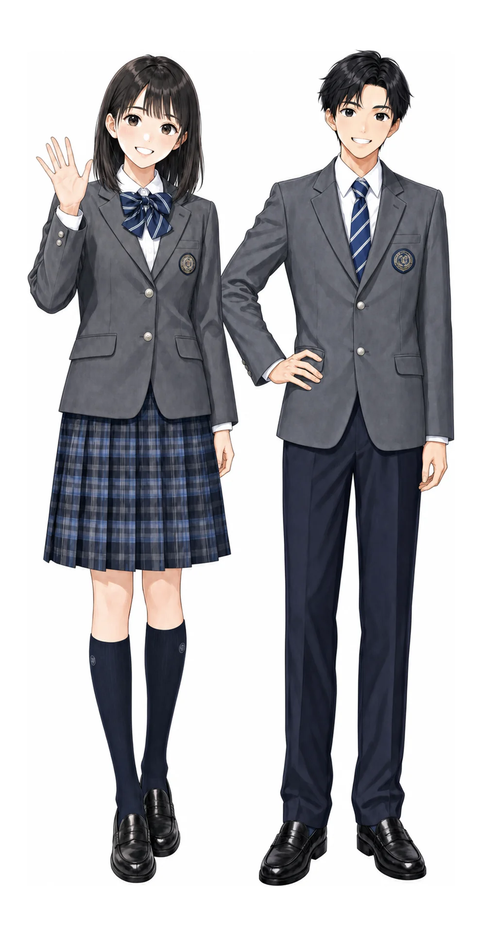 日本体育大学荏原の制服(男子・女子)イラスト