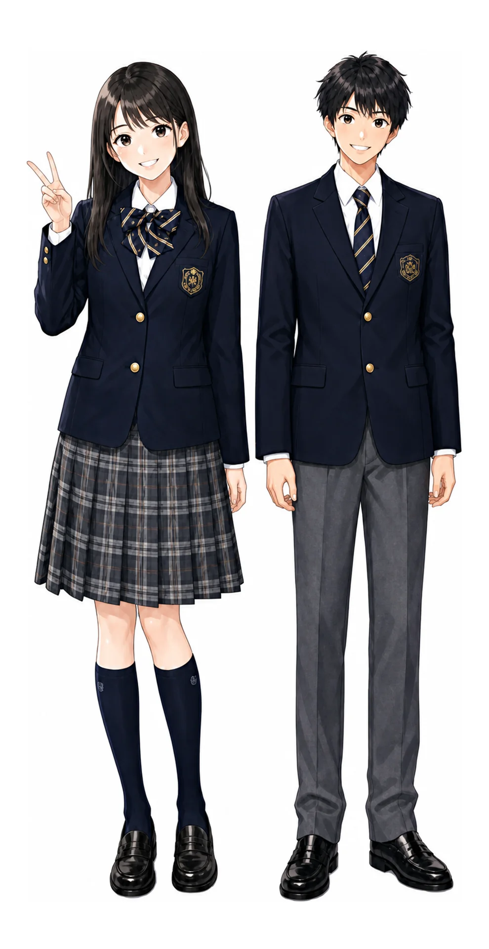 桜町の制服(男子・女子)イラスト
