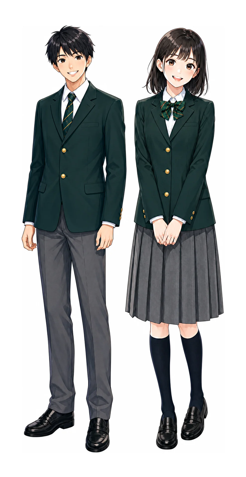 東洋の制服(男子・女子)イラスト