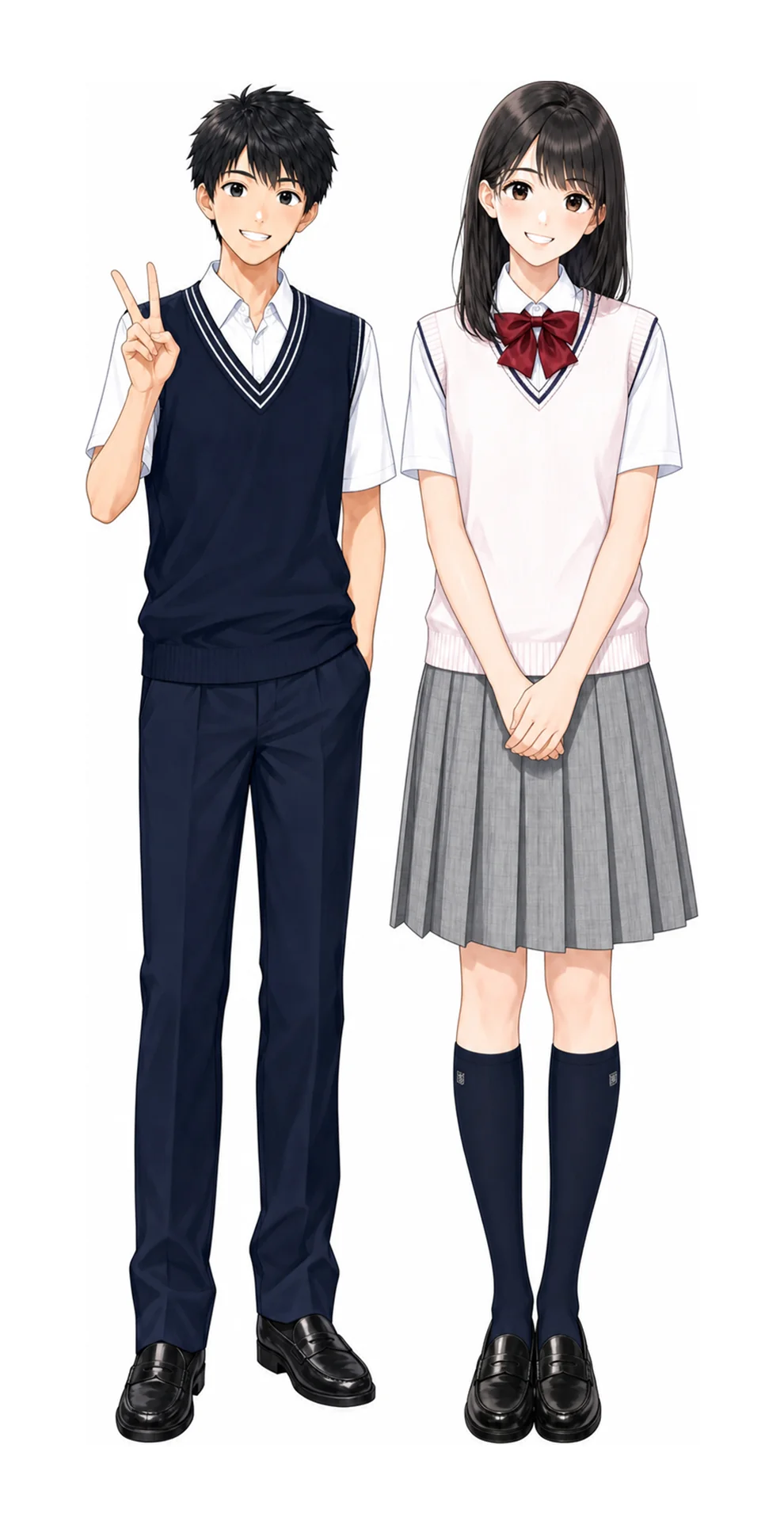 総合工科の制服(男子・女子)イラスト