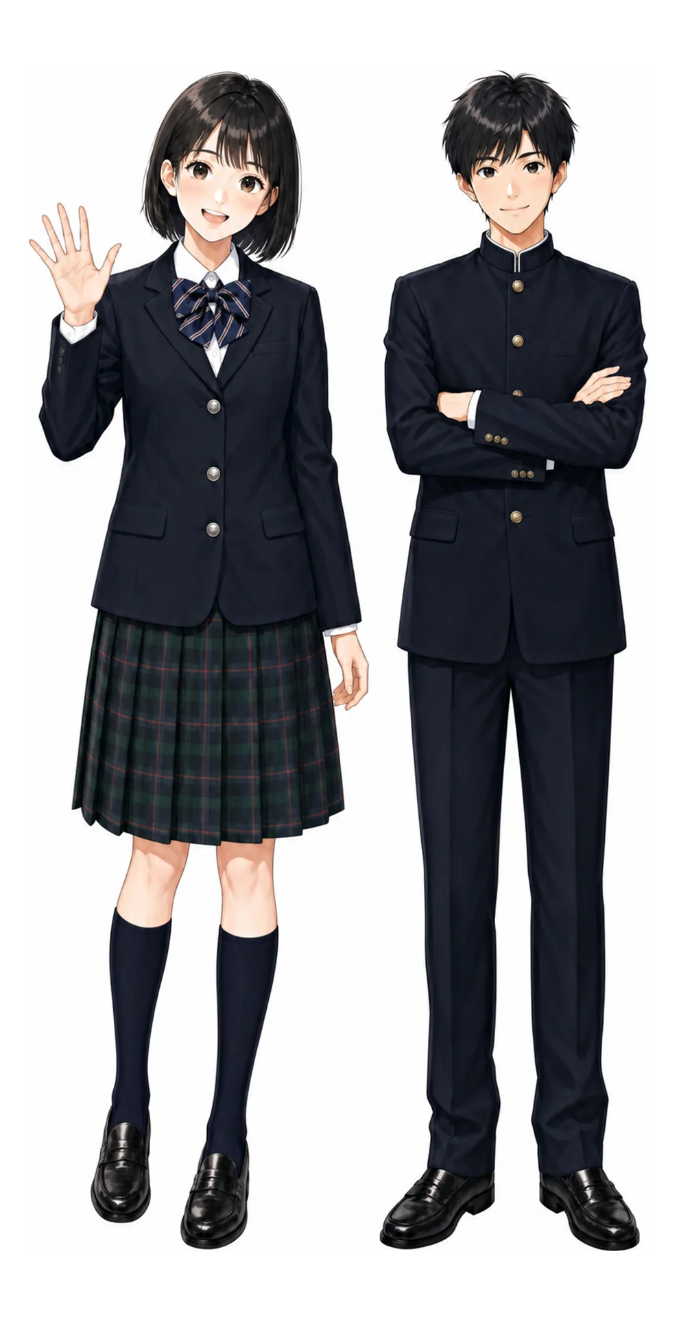 駒澤大学の制服（男子・女子）イラスト