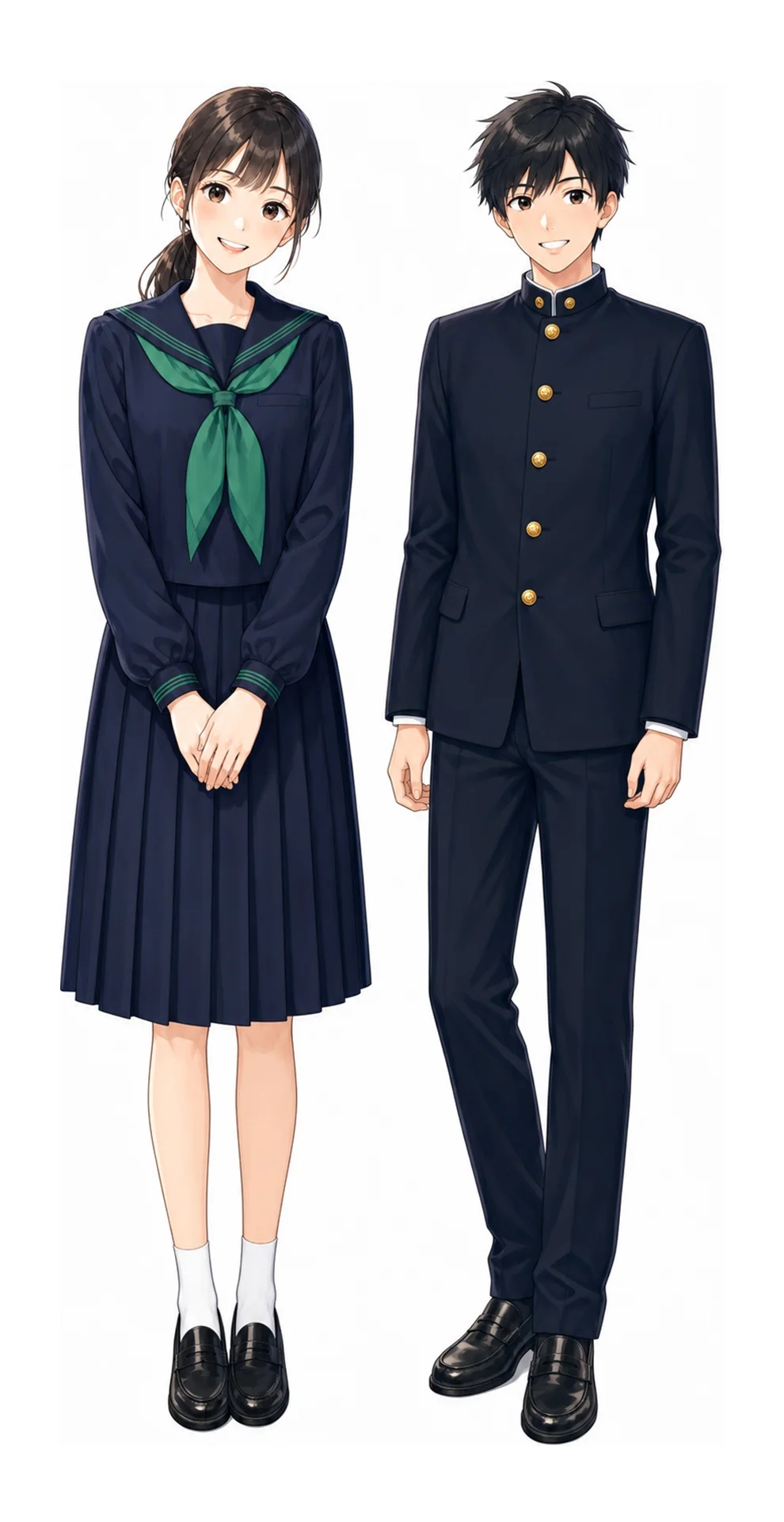 二松學舍大学附属の制服(男子・女子)イラスト