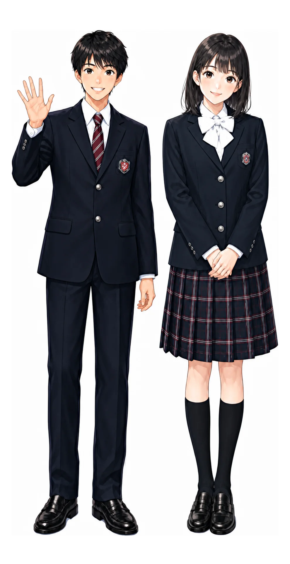 駒場学園の制服(男子・女子)イラスト