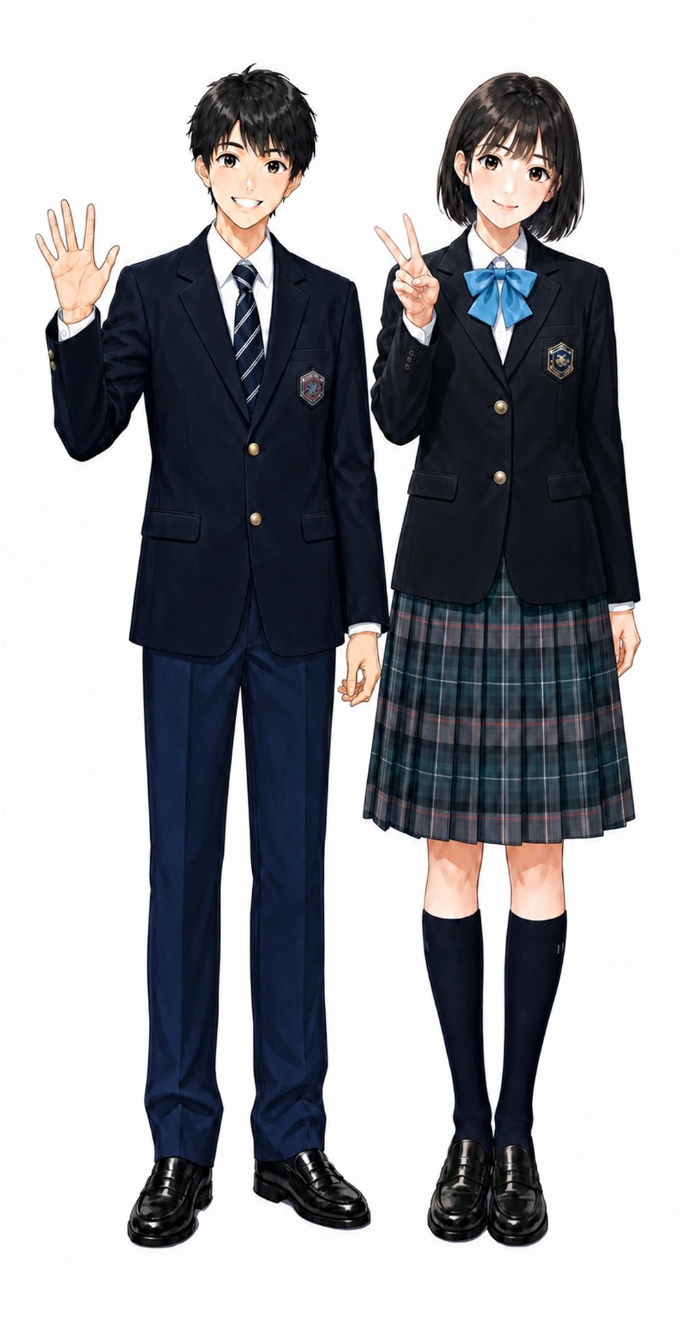 国士舘の制服(男子・女子)イラスト