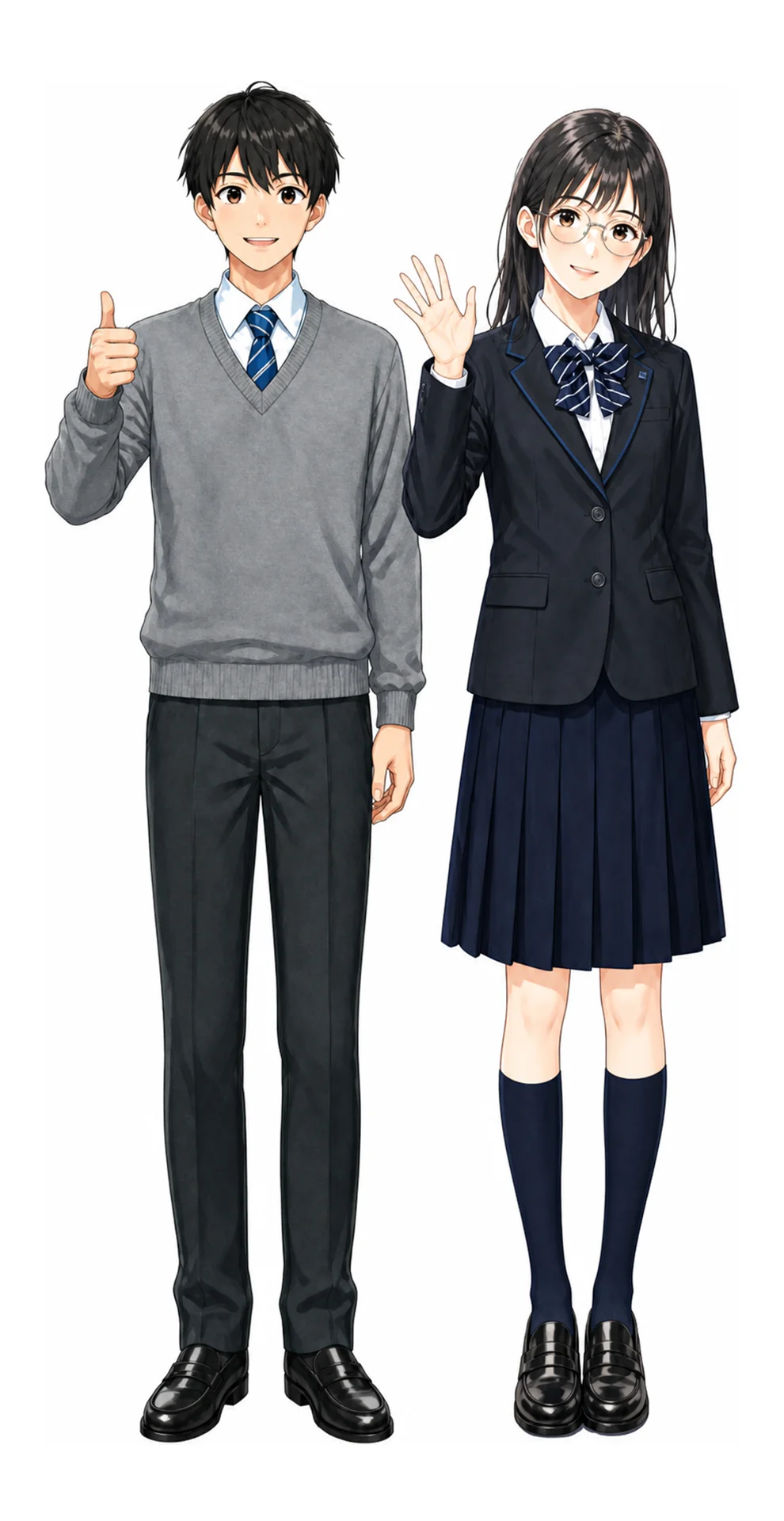 三田国際学園の制服(男子・女子)イラスト