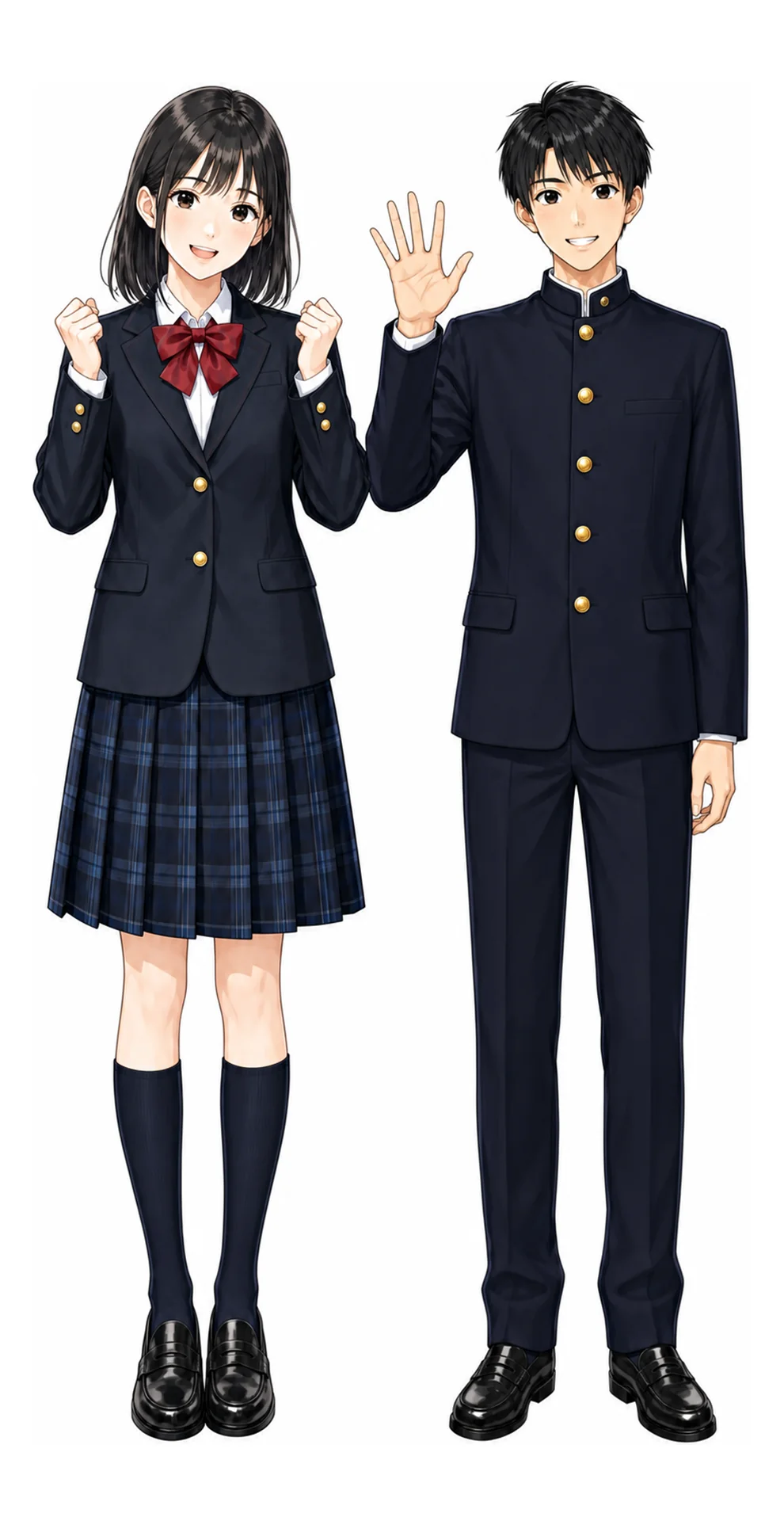 東京農業大学第一の制服(男子・女子)イラスト