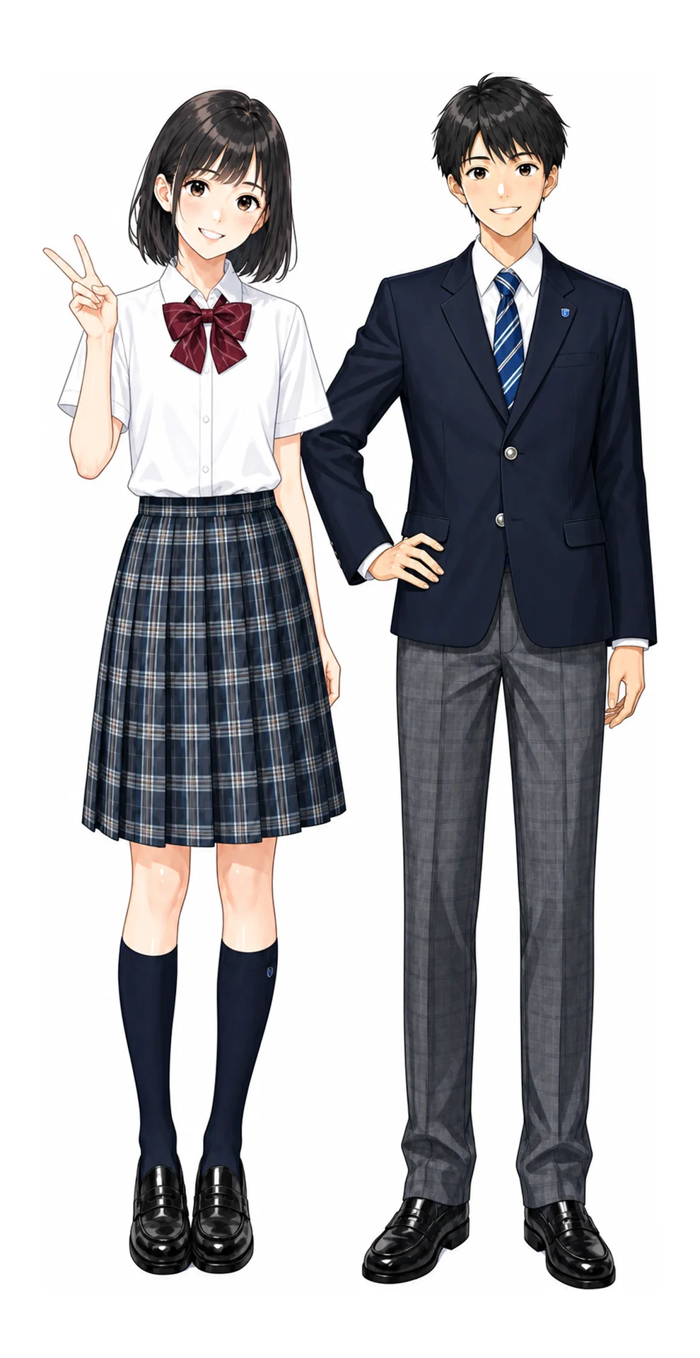 明治大学付属世田谷の制服(男子・女子)イラスト
