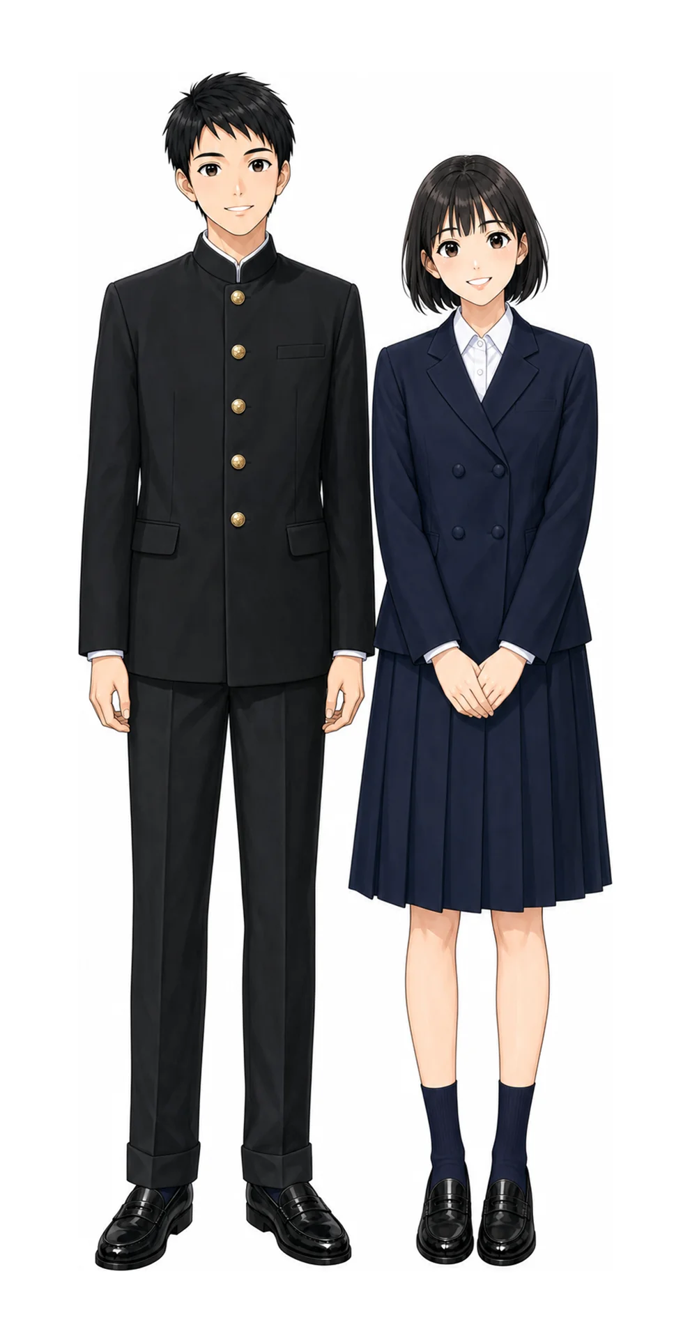 青山の制服(男子・女子)イラスト