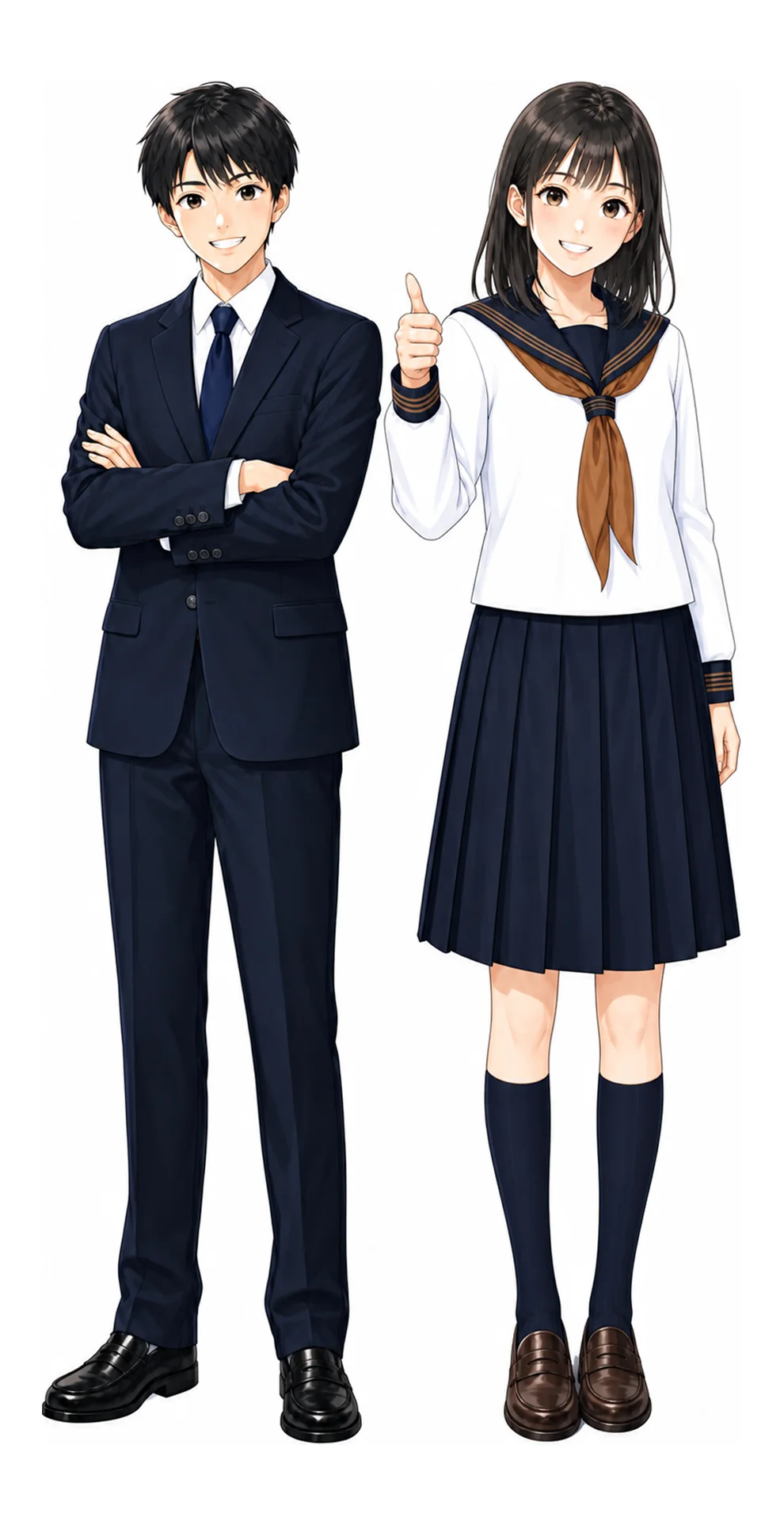 関東国際の制服(男子・女子)イラスト