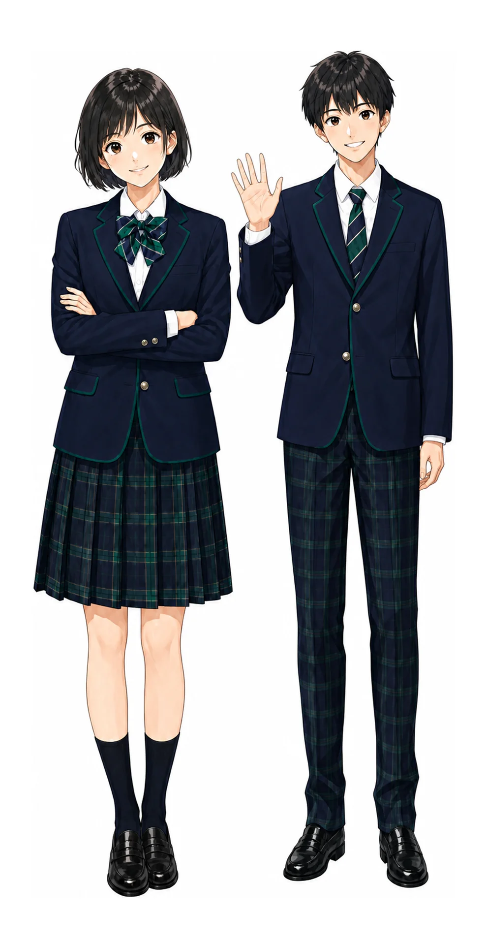 國學院の制服(男子・女子)イラスト