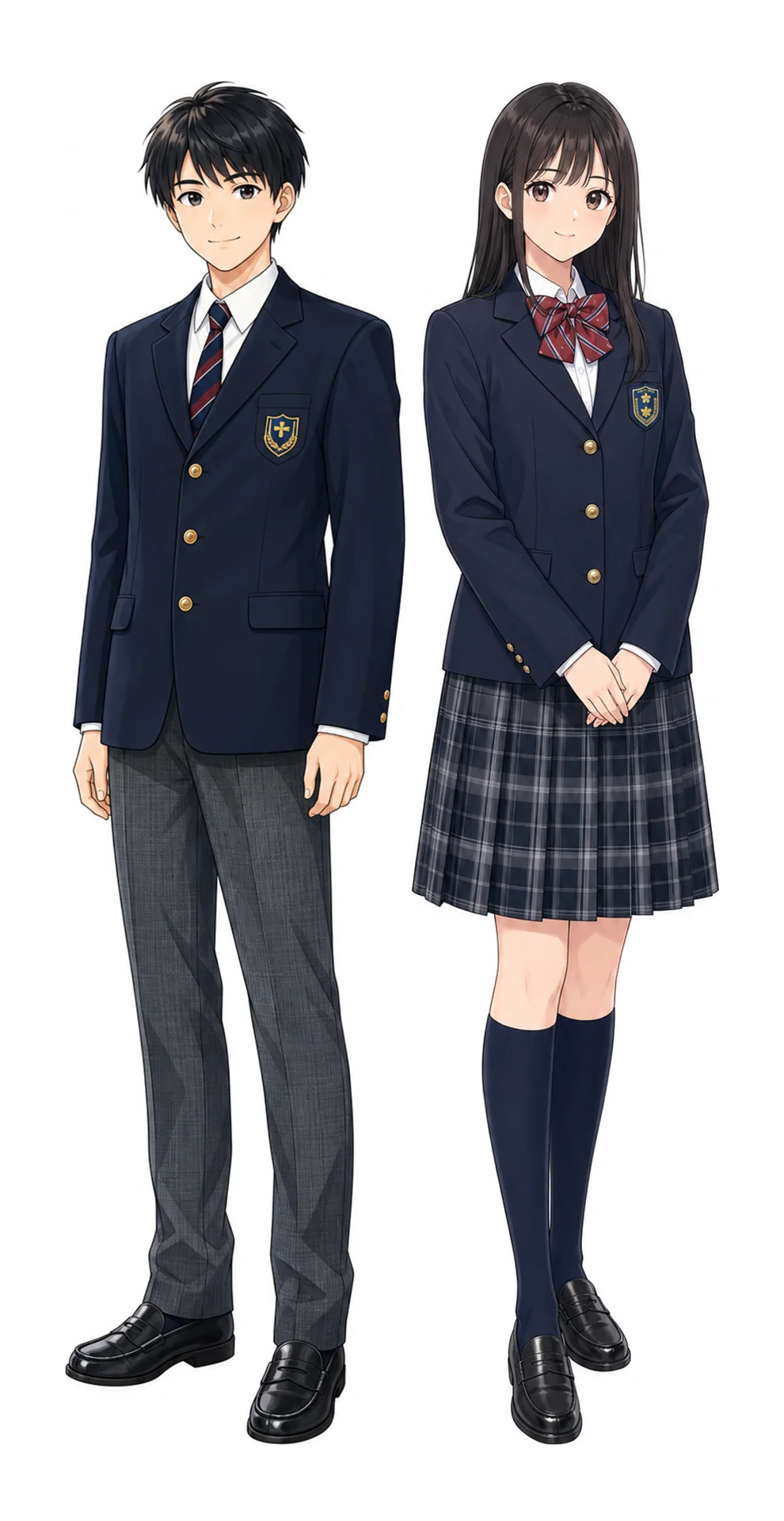 実践学園の制服(男子・女子)イラスト