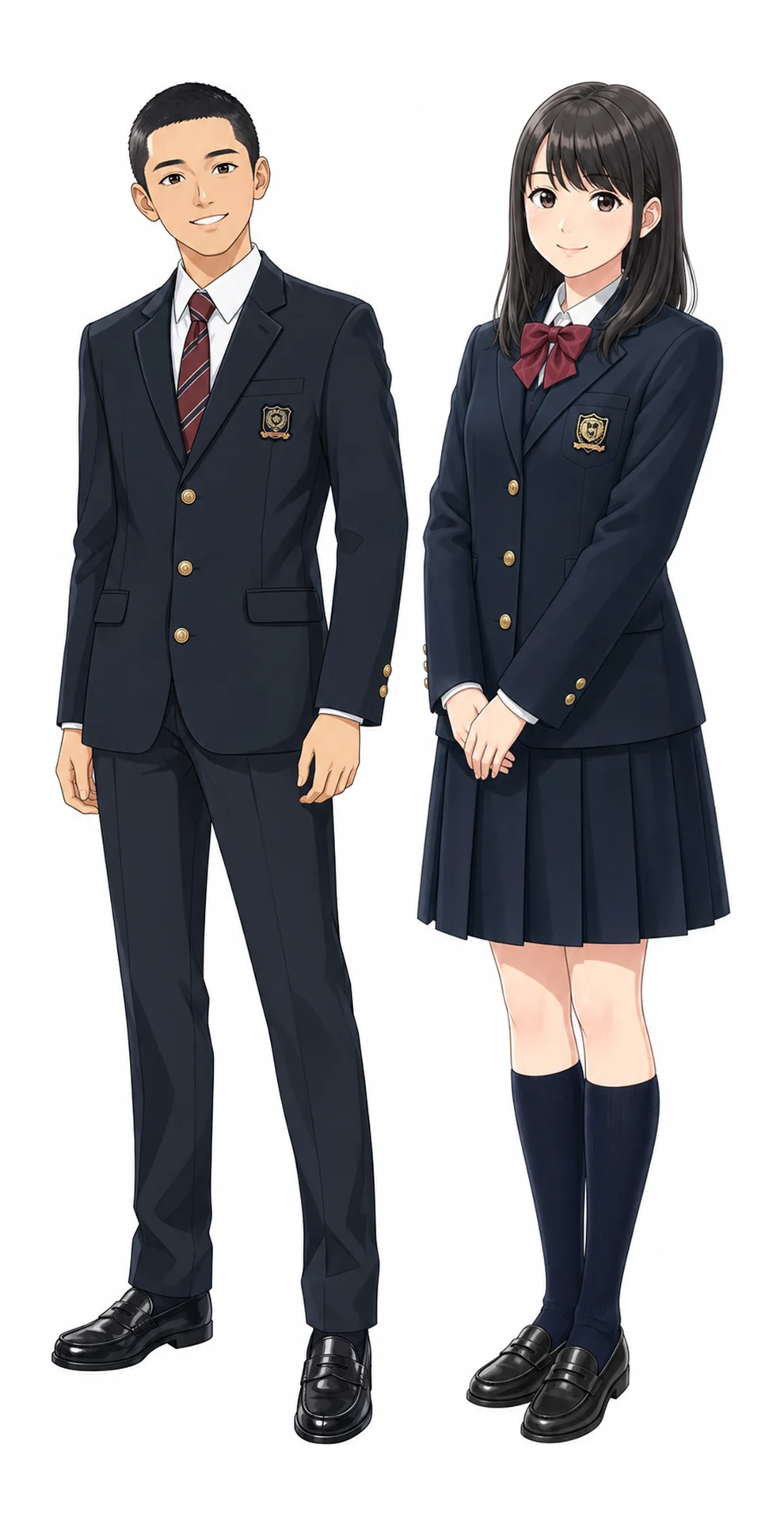 東亜学園の制服(男子・女子)イラスト