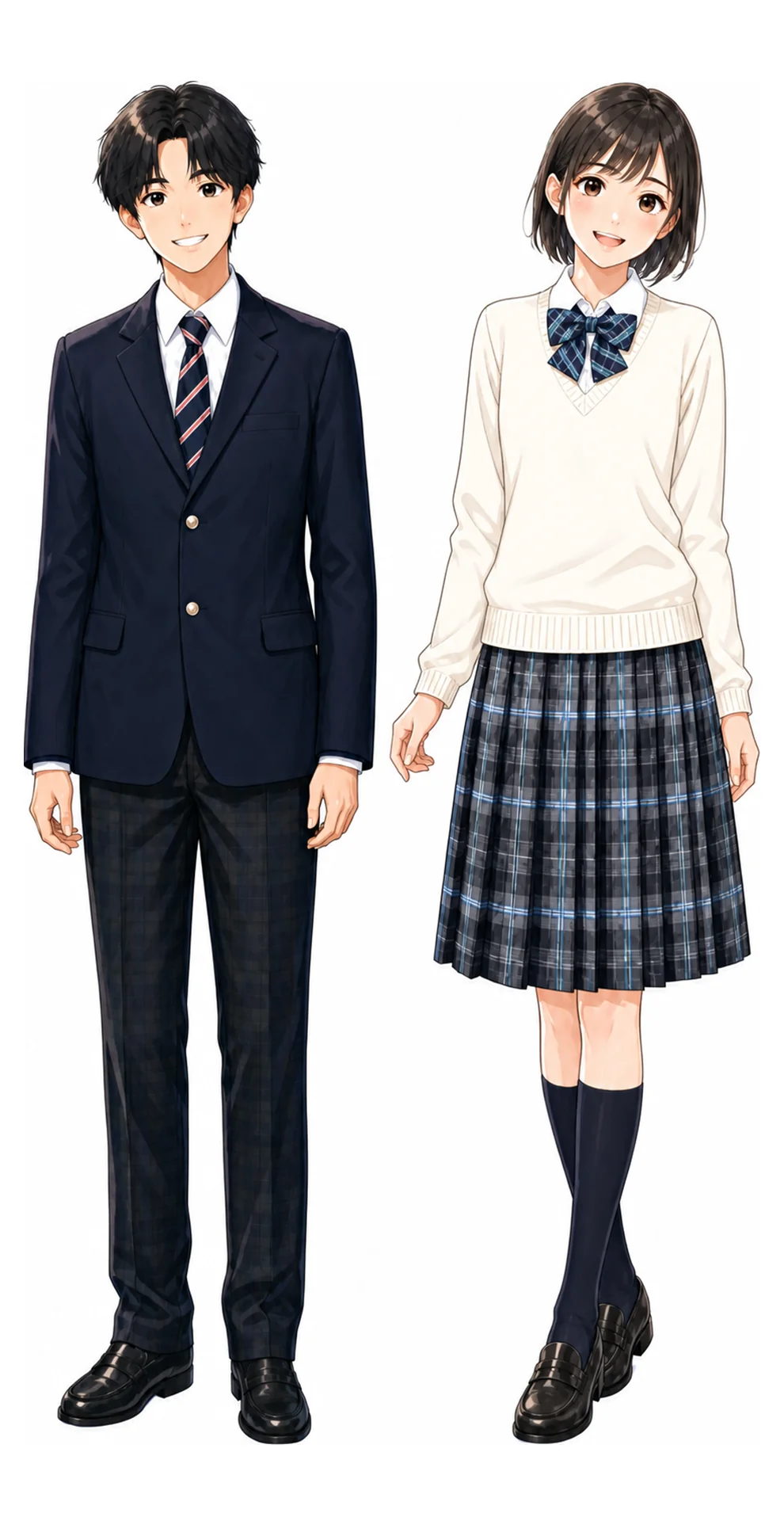 大原学園美空の制服（男子・女子）イラスト