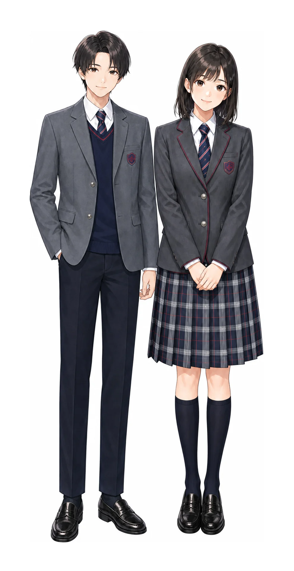 新渡戸文化の制服(男子・女子)イラスト