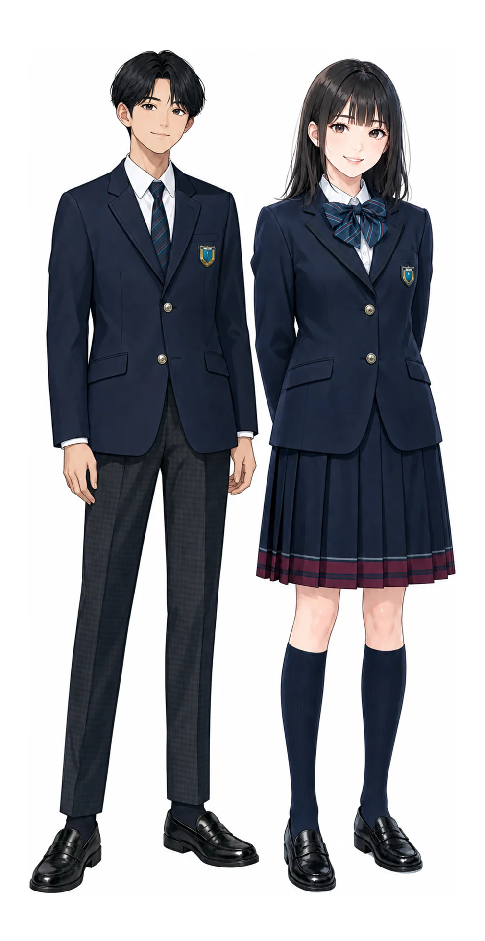 宝仙学園の制服(男子・女子)イラスト