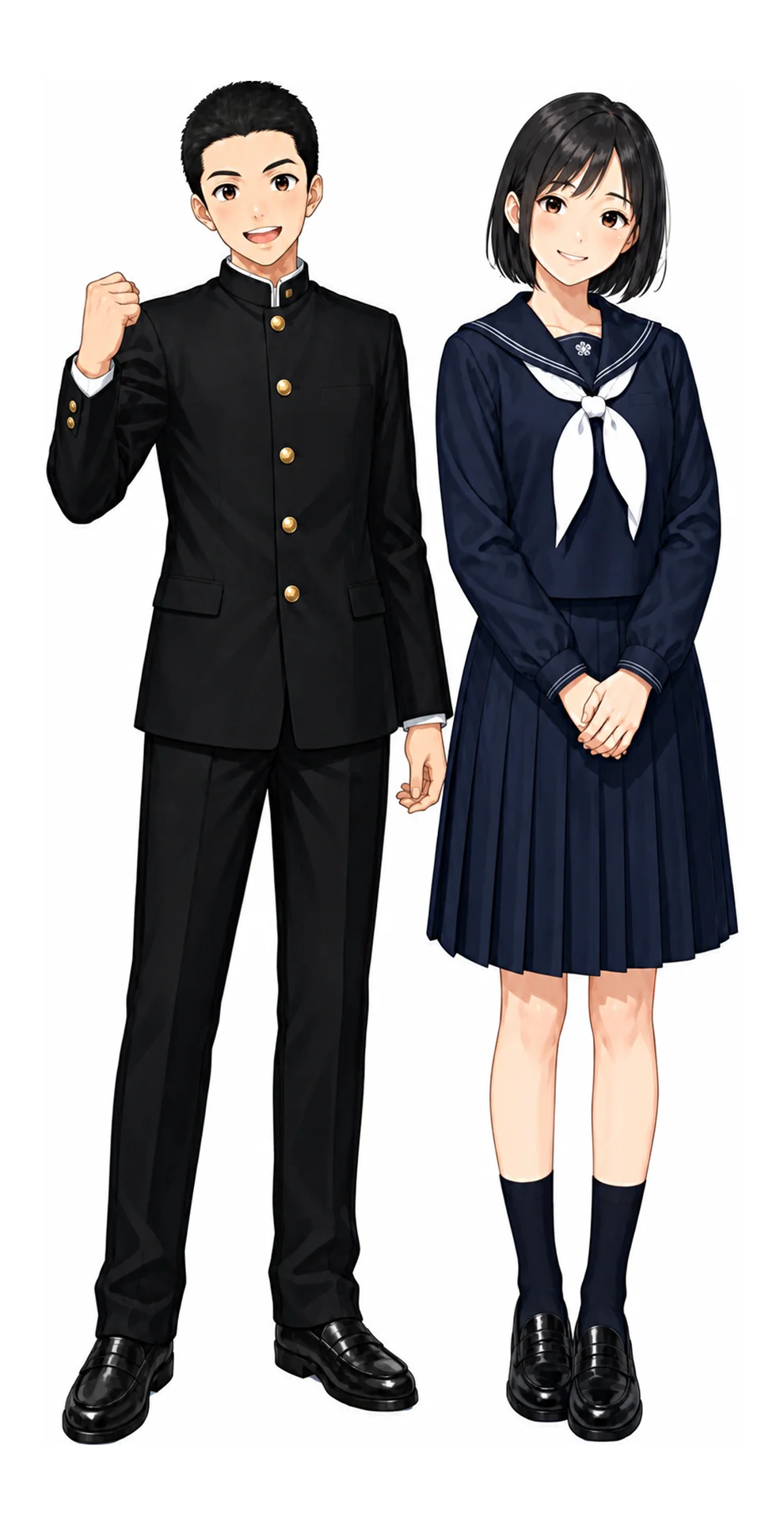 杉並の制服（男子・女子）イラスト