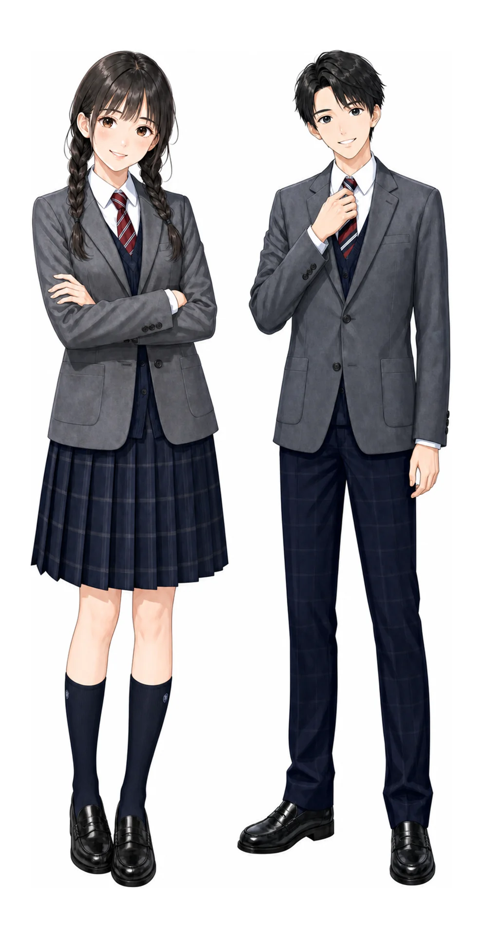 杉並工科の制服(男子・女子)イラスト
