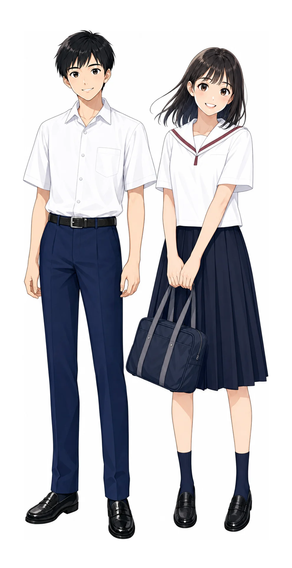 九段中等教育学校の制服(男子・女子)イラスト