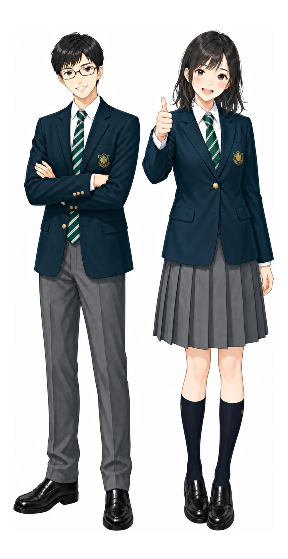 専修大学附属の制服(男子・女子)イラスト