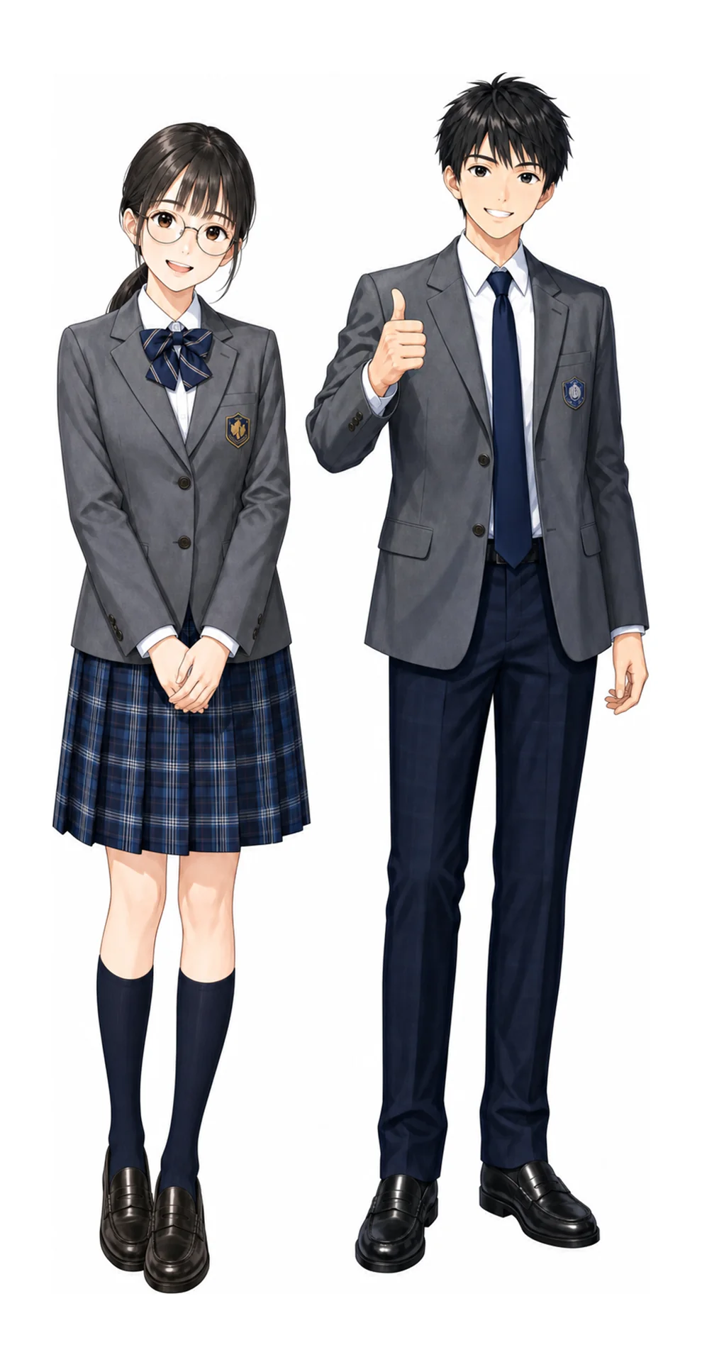 日本大学第二の制服(男子・女子)イラスト