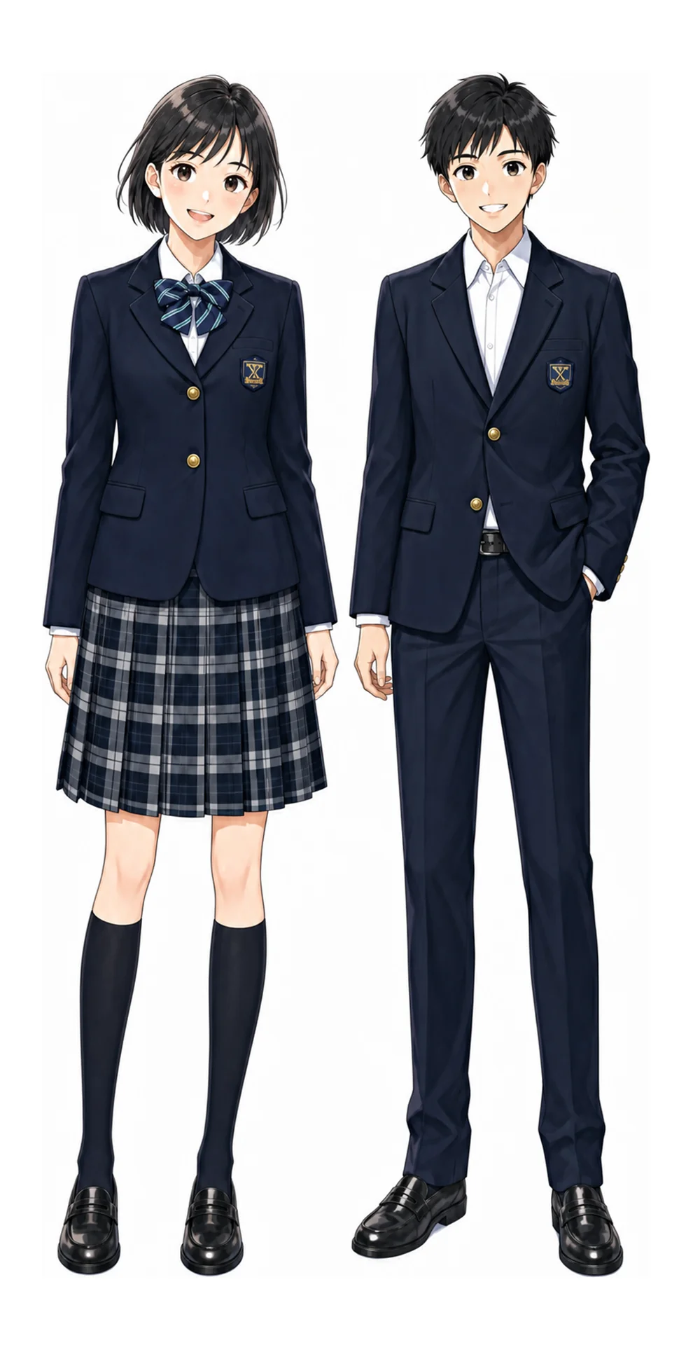 開智日本橋学園の制服（男子・女子）イラスト