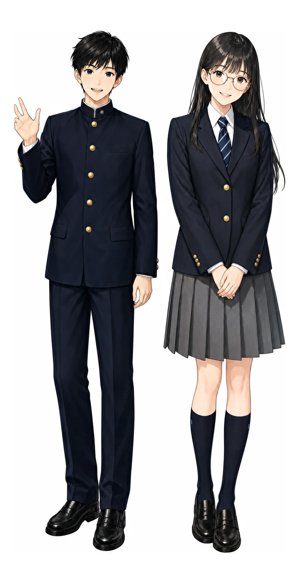 文京の制服(男子・女子)イラスト