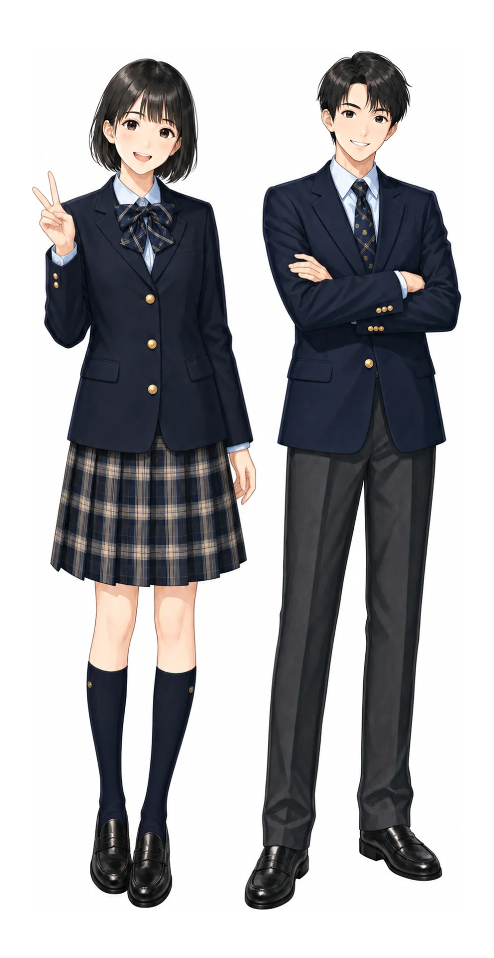 千早の制服(男子・女子)イラスト