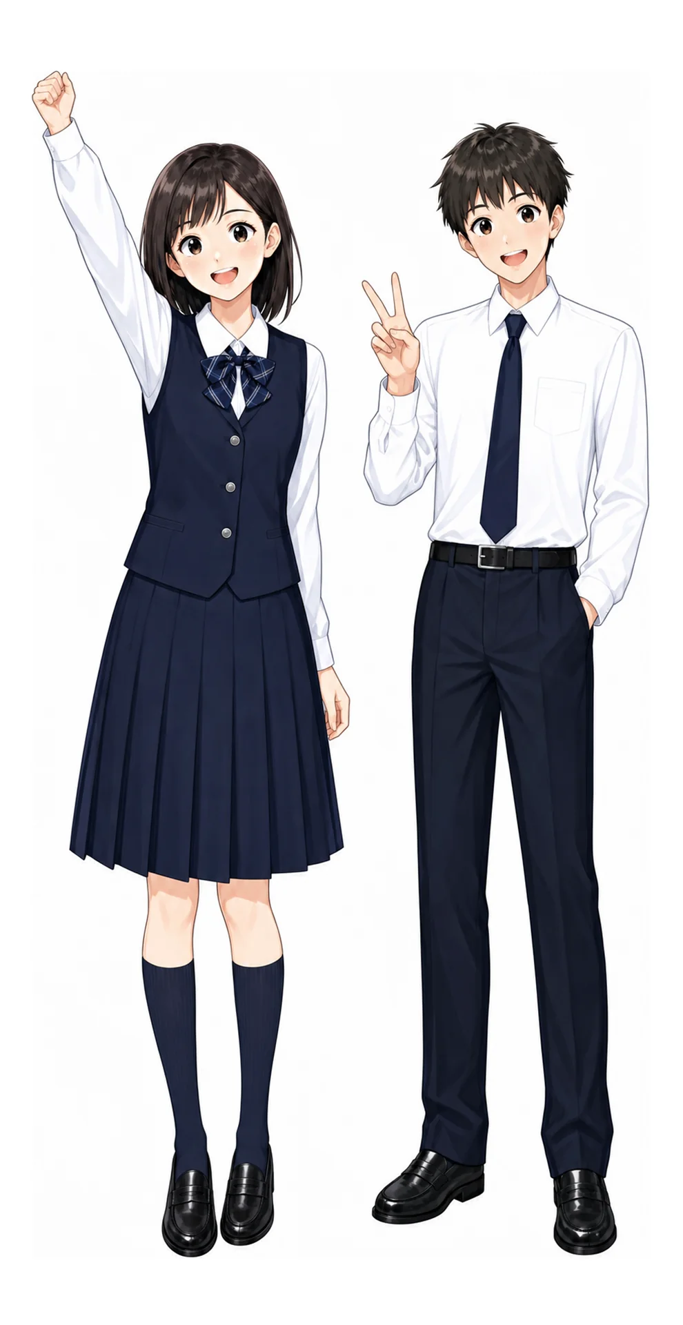 東京音楽大学付属の制服(男子・女子)イラスト