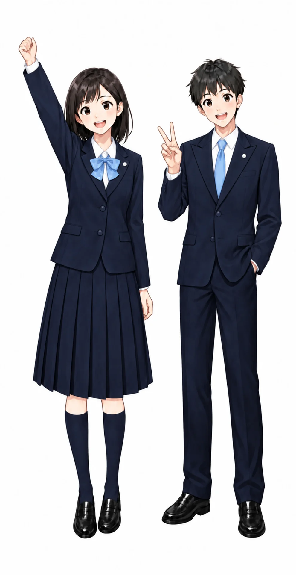 東京音楽大学付属の制服(男子・女子)イラスト