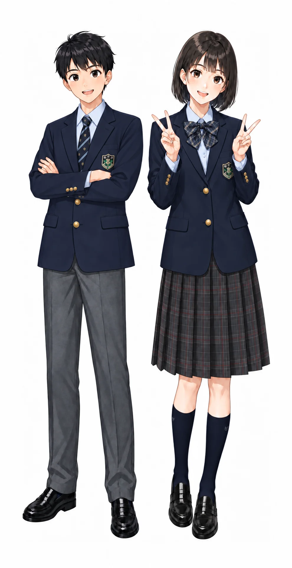 豊島学院の制服(男子・女子)イラスト