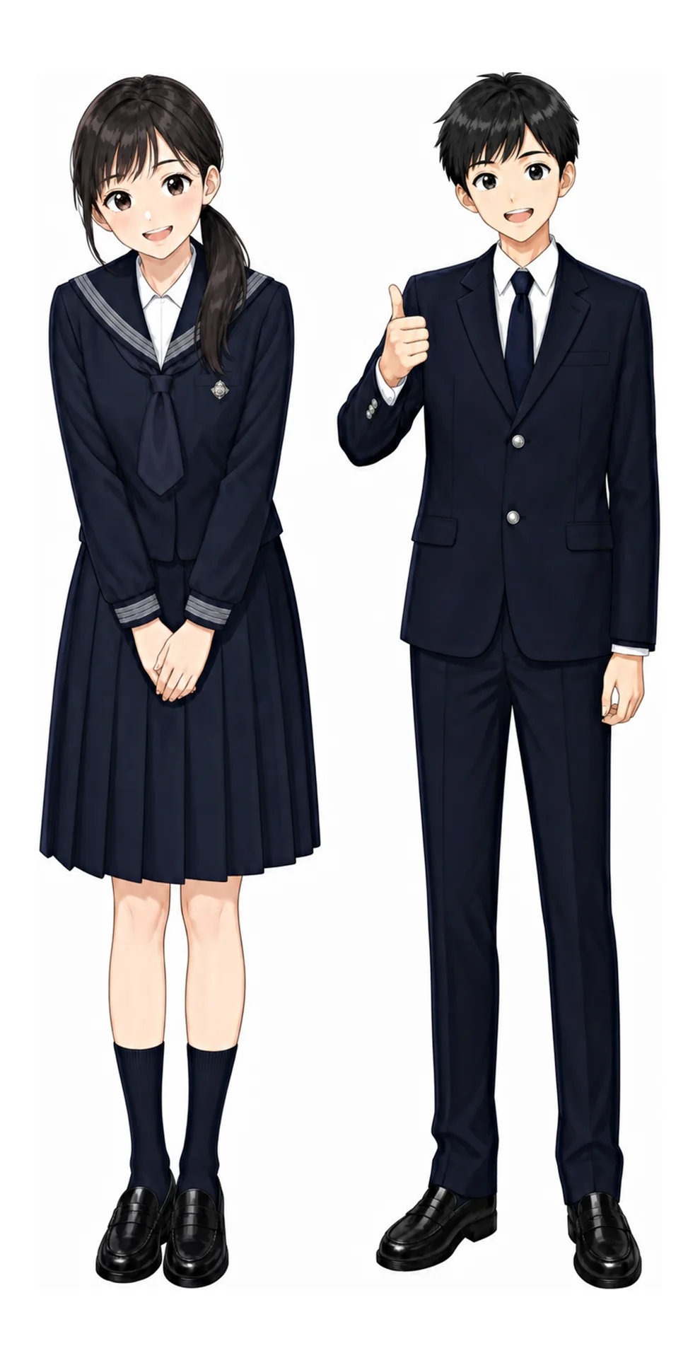赤羽北桜の制服(男子・女子)イラスト