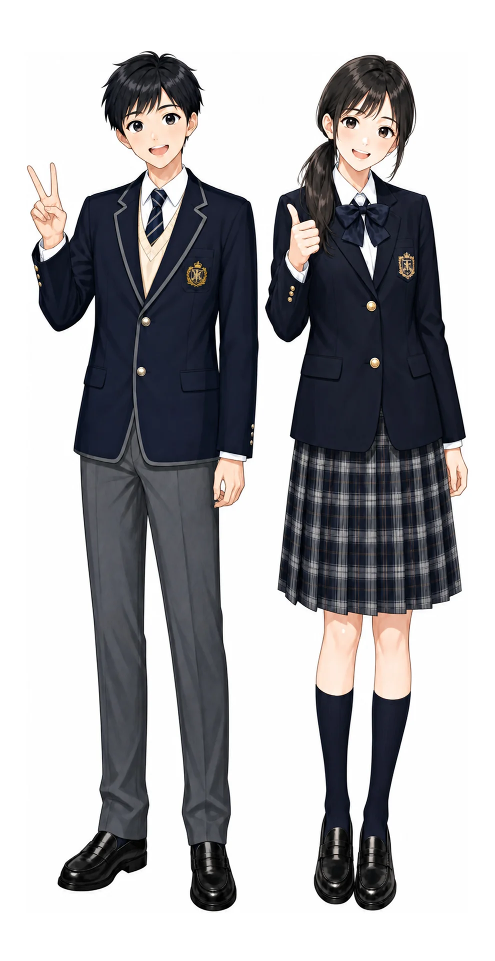 北里大学附属順天の制服(男子・女子)イラスト