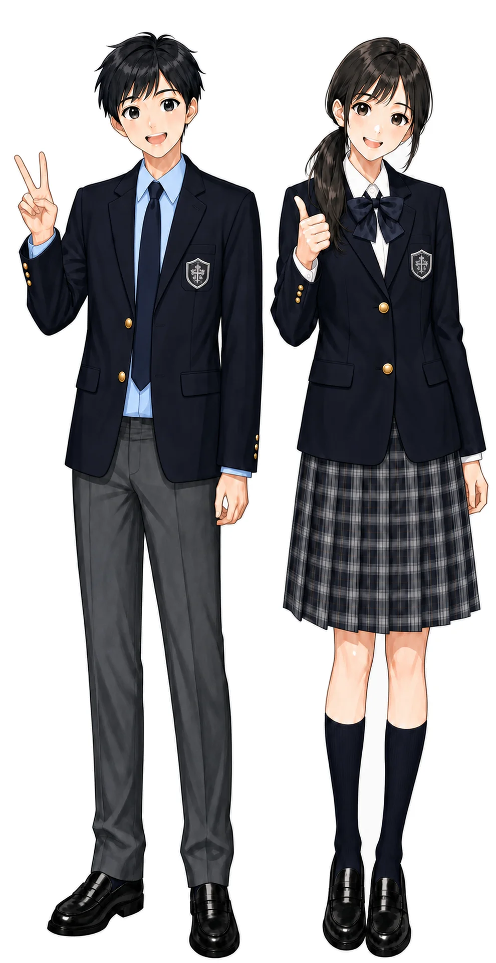 北里大学附属順天の制服(男子・女子)イラスト