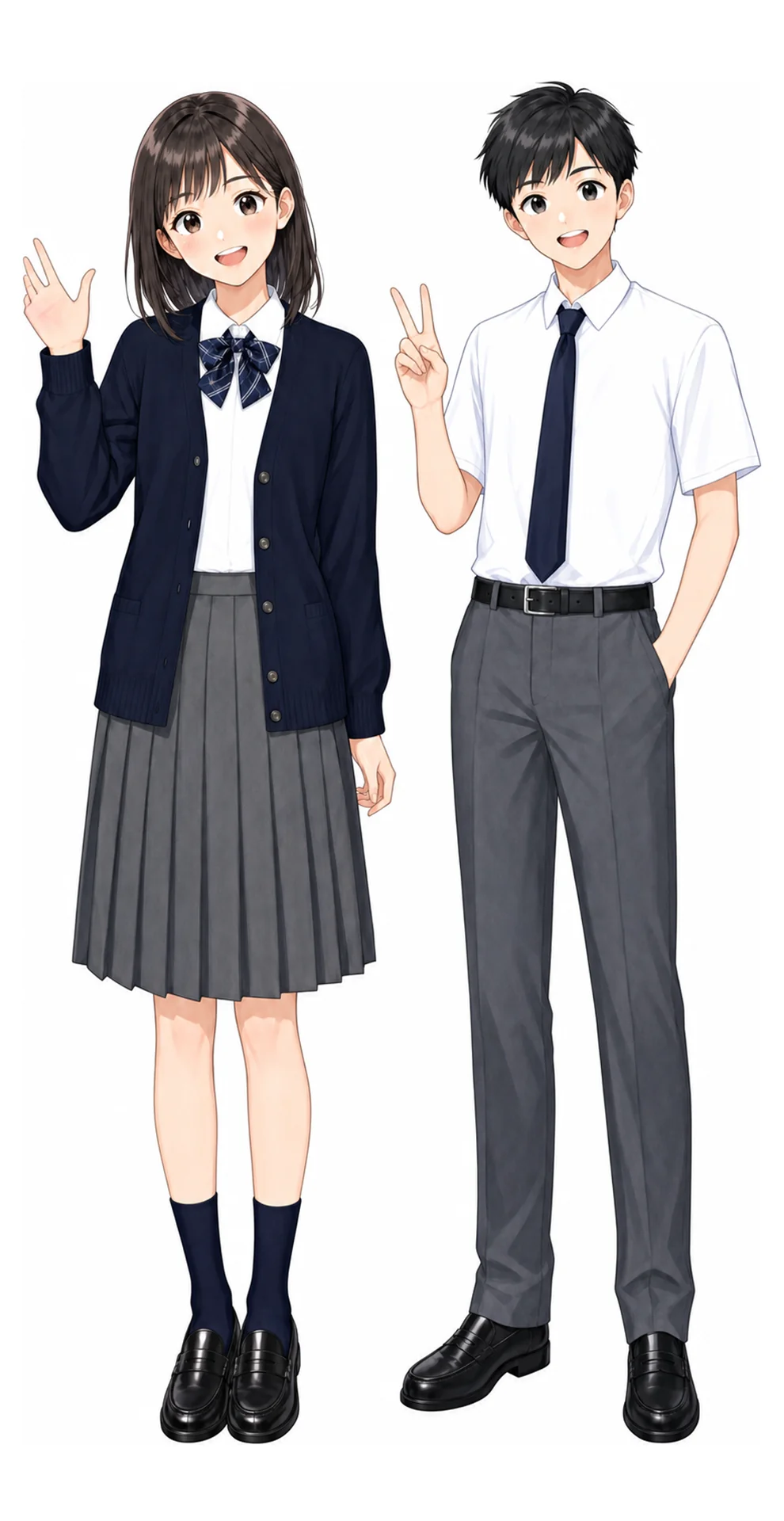 駿台学園の制服(男子・女子)イラスト