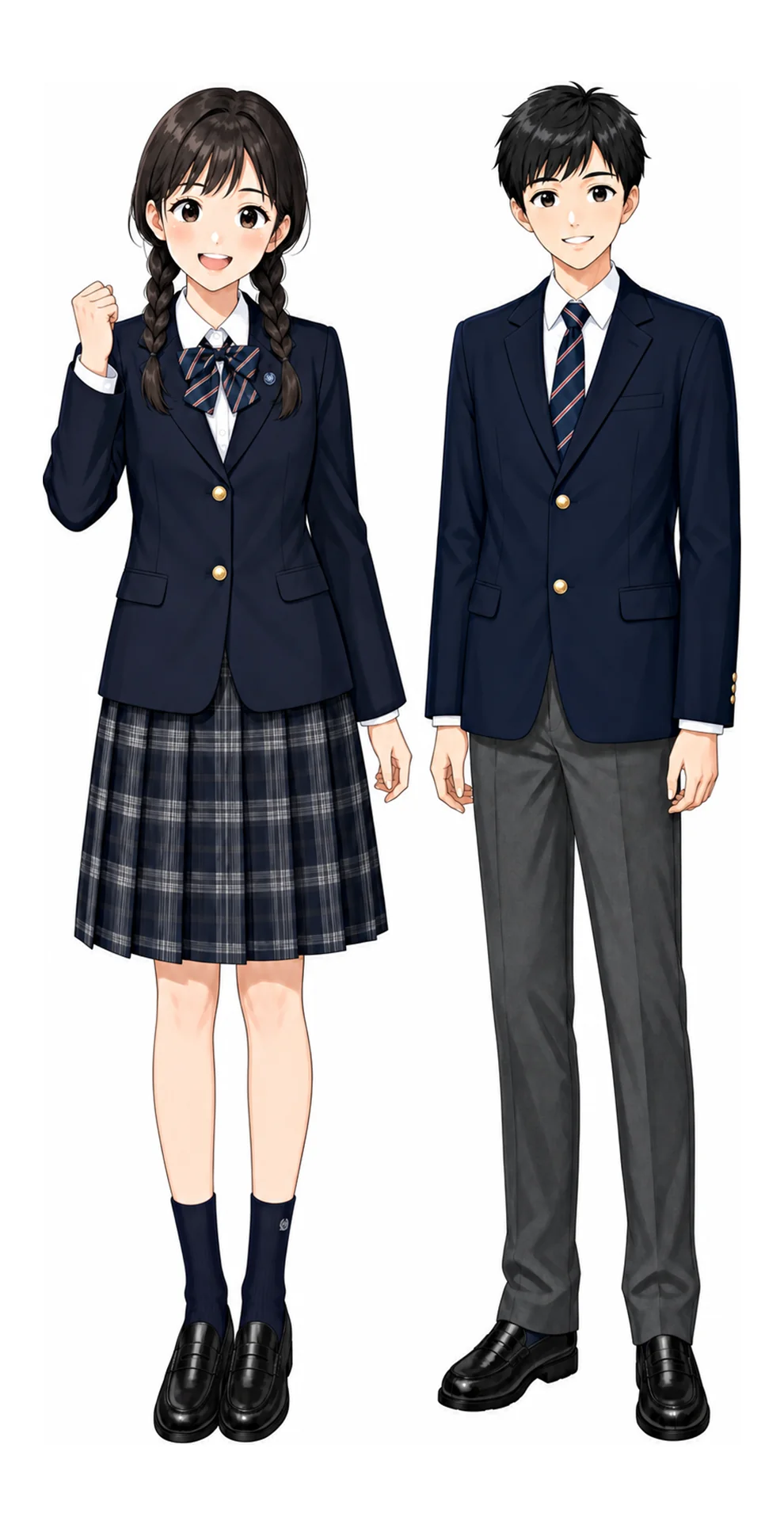 成立学園の制服(男子・女子)イラスト