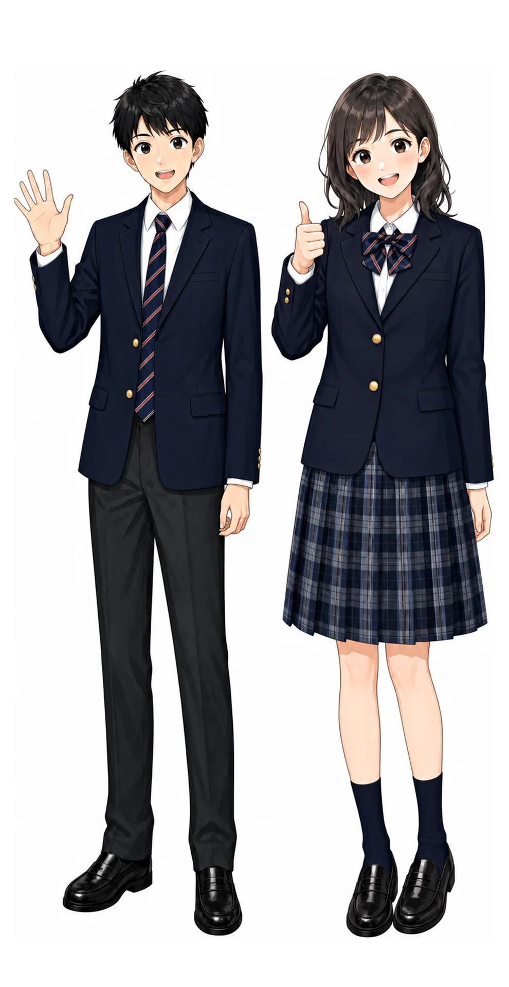 東京成徳大学の制服(男子・女子)イラスト