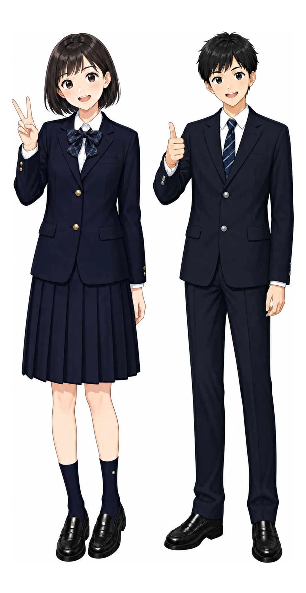 竹台の制服（男子・女子）イラスト