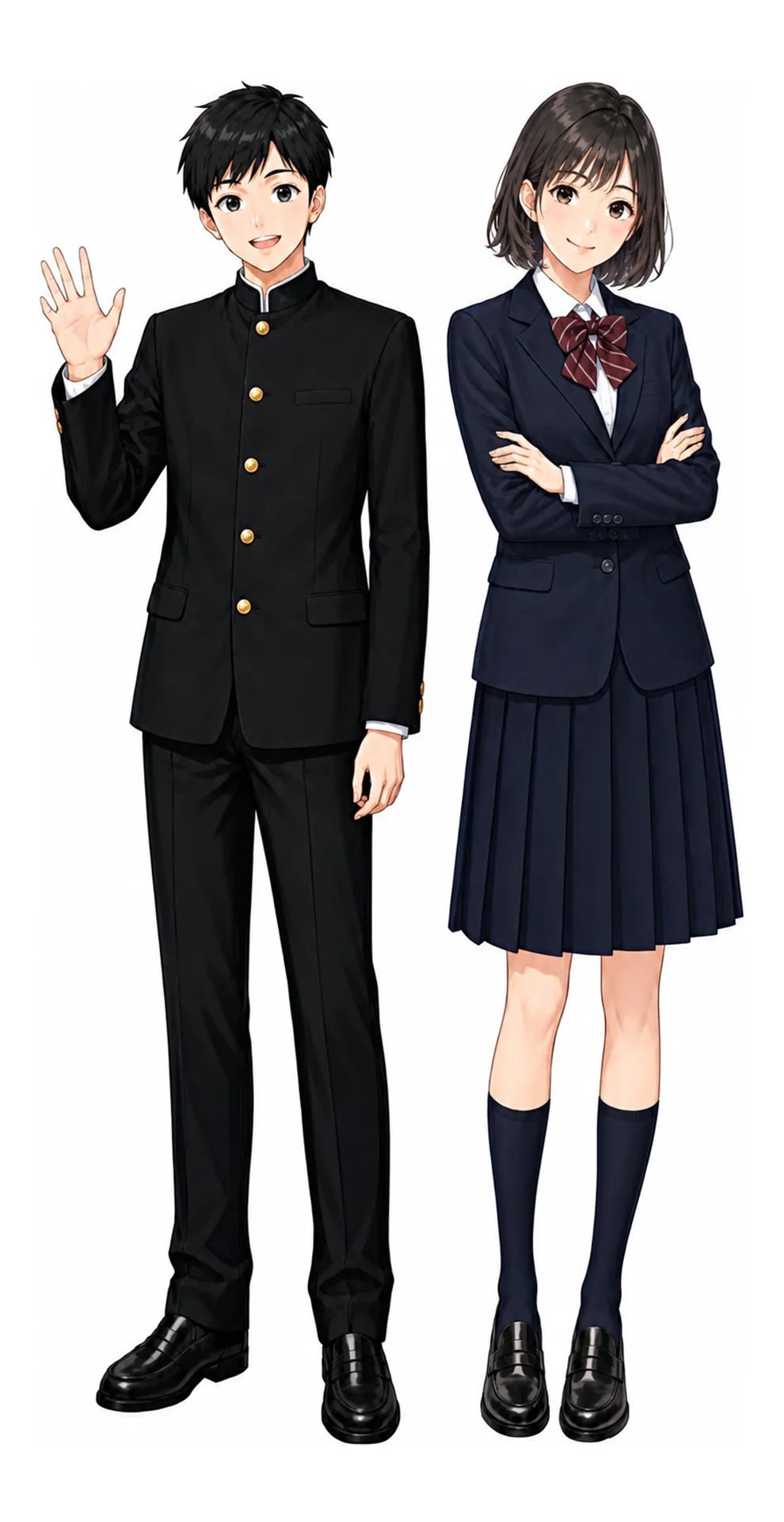 荒川工科の制服(男子・女子)イラスト