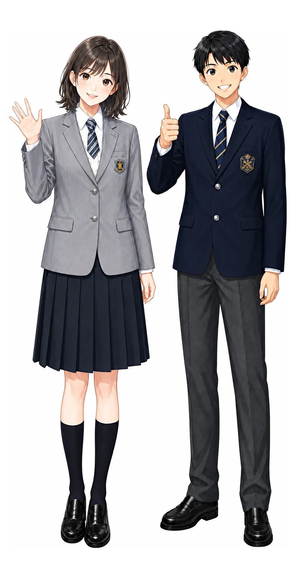 淑徳の制服(男子・女子)イラスト