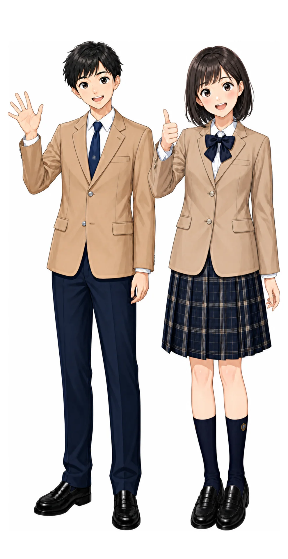 英明フロンティアの制服(男子・女子)イラスト