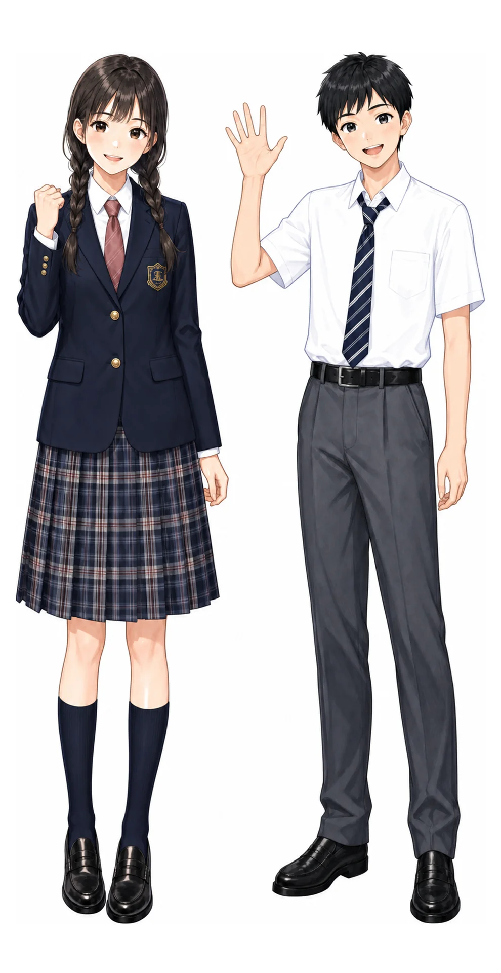 足立東の制服（男子・女子）イラスト