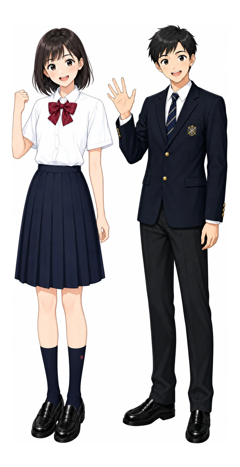 葛飾野の制服（男子・女子）イラスト